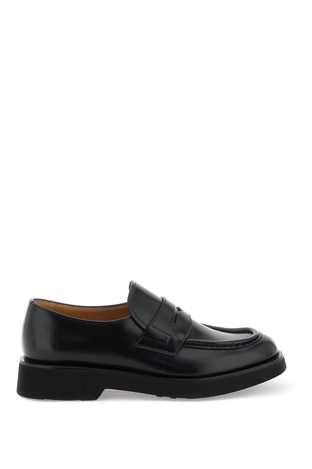 image of Churchs Leather Lynton Loafers in Nero, Women's (Size 10)