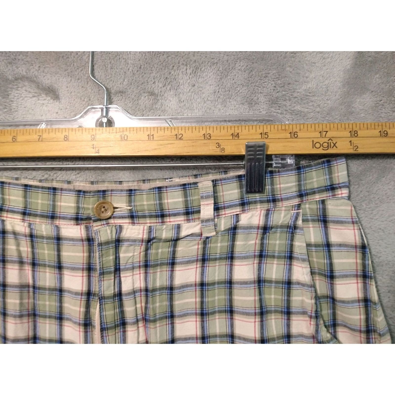 Banana Republic Banana Republic Shorts Mens 36 Bermuda Flat Front Cotton Casual Plaid Green Size US 36 / EU 52 - 3 Thumbnail