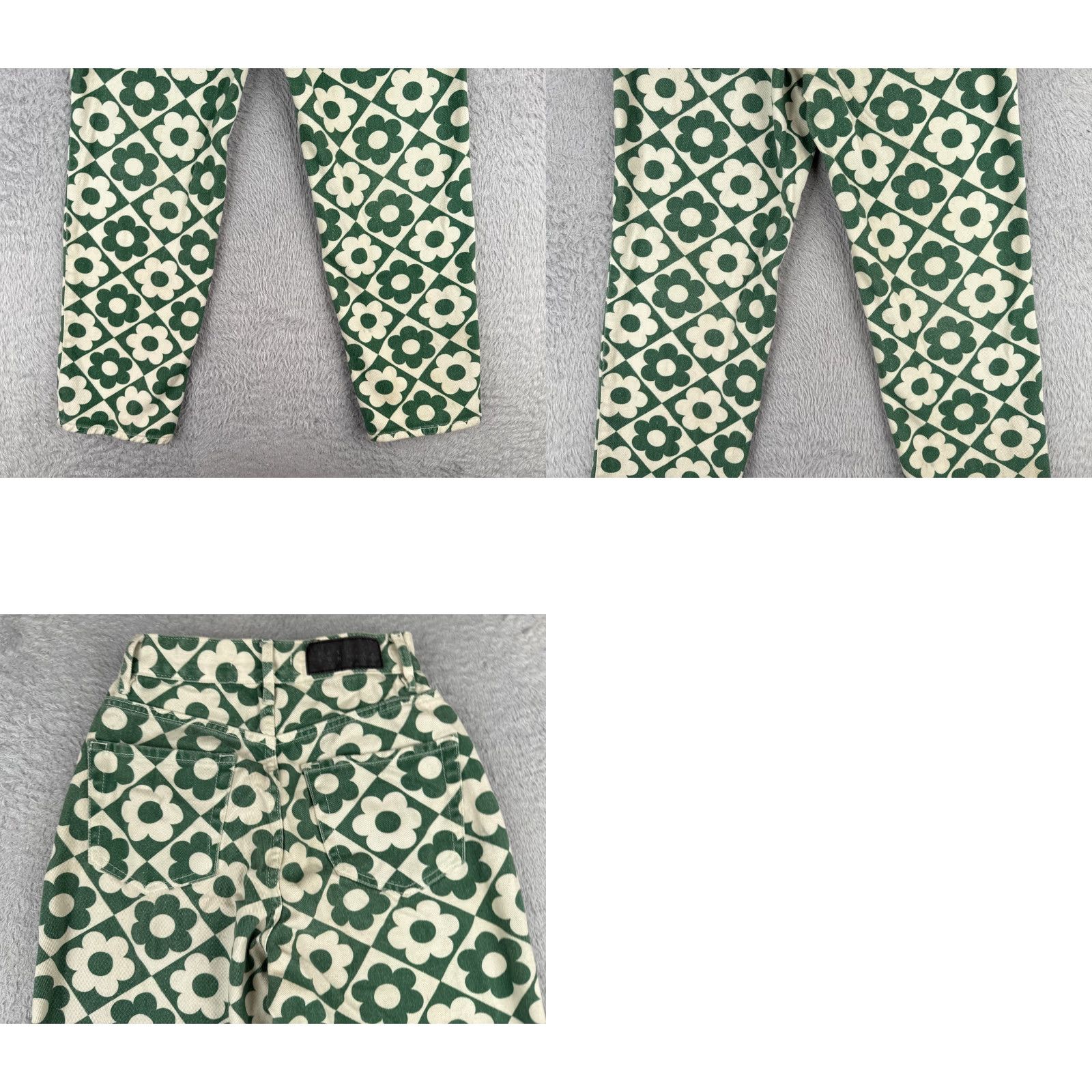 Pacsun VINTAGE Pacsun Jeans Womens 23 White Green Floral Straight Leg High Rise Cotton 23x25 (not vintage actually) Size 40" / US 18 - 10 Thumbnail