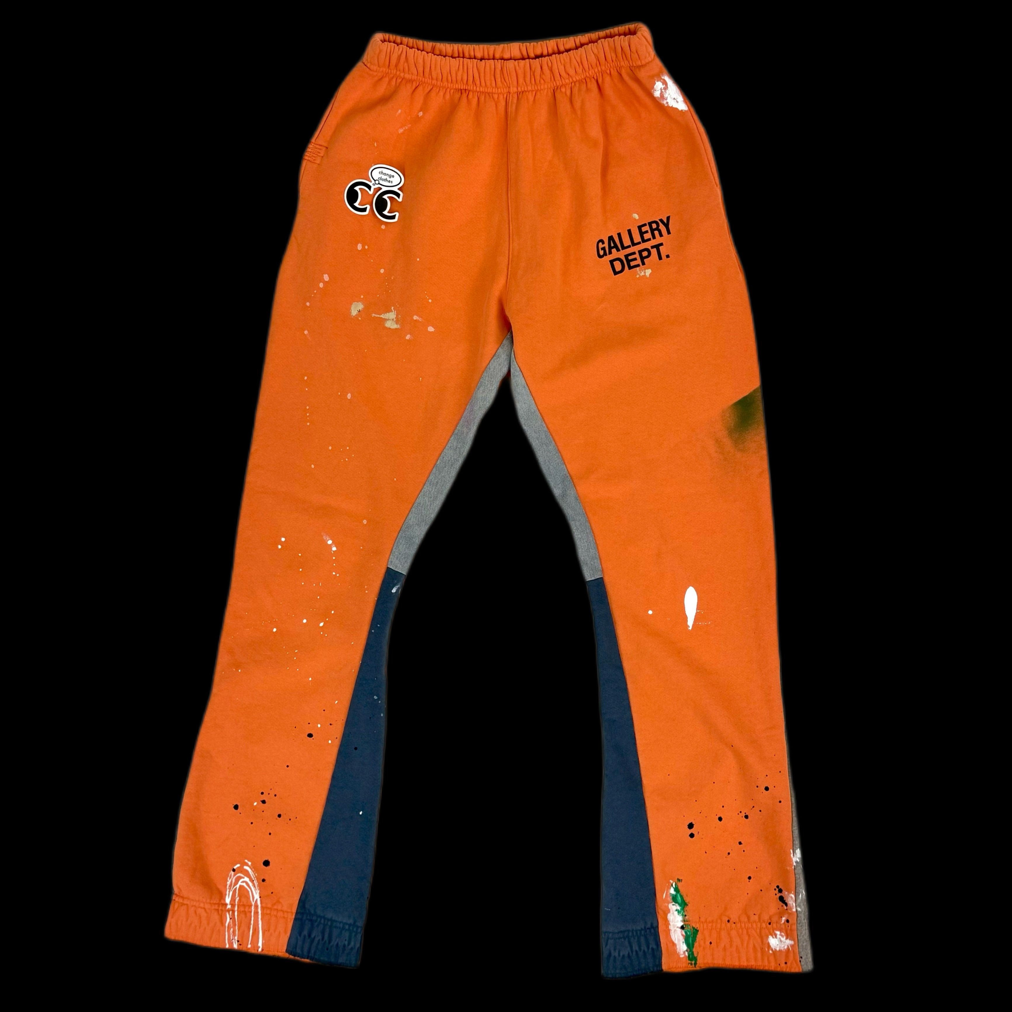 image of Gallery Dept Painted Flare Sweatpants Orange Xl, Men's (Size 38)