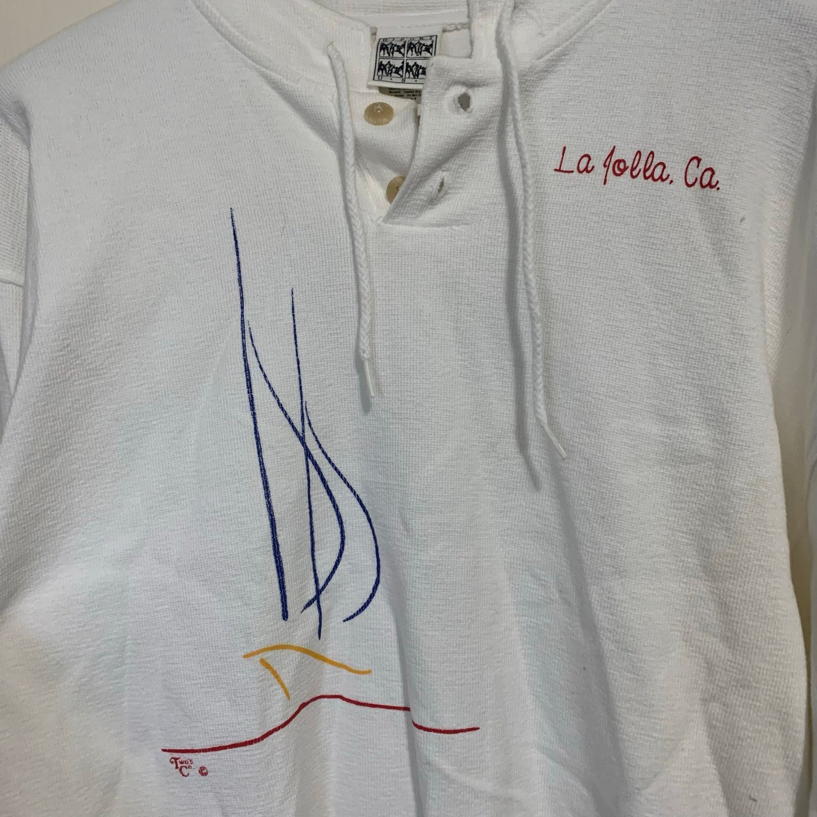Vintage DIPORT USA Vintage La Jolla, Ca White Sweatshirt Size Medium Size US M / EU 48-50 / 2 - 2 Thumbnail