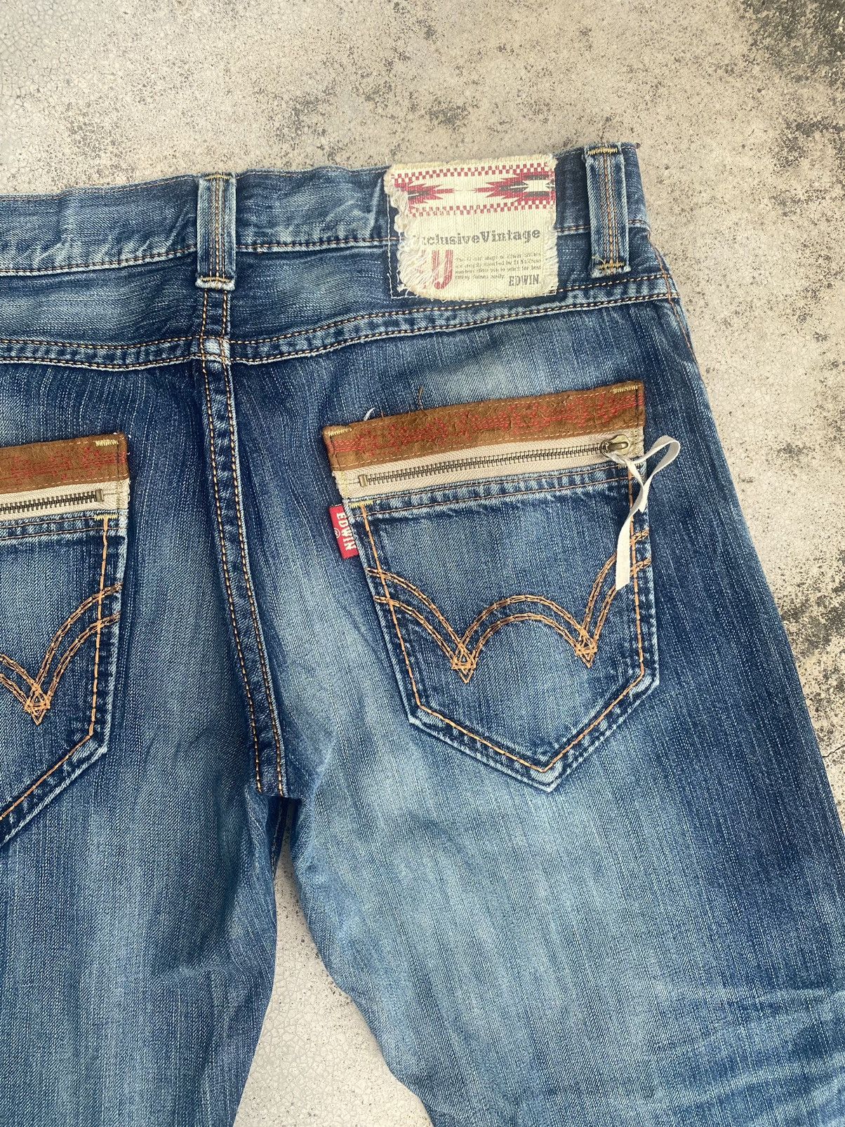 Edwin × Japanese Brand × Vintage Vintage y2k Edwin Faded Loose Denim Jeans Size US 36 / EU 52 - 19 Thumbnail