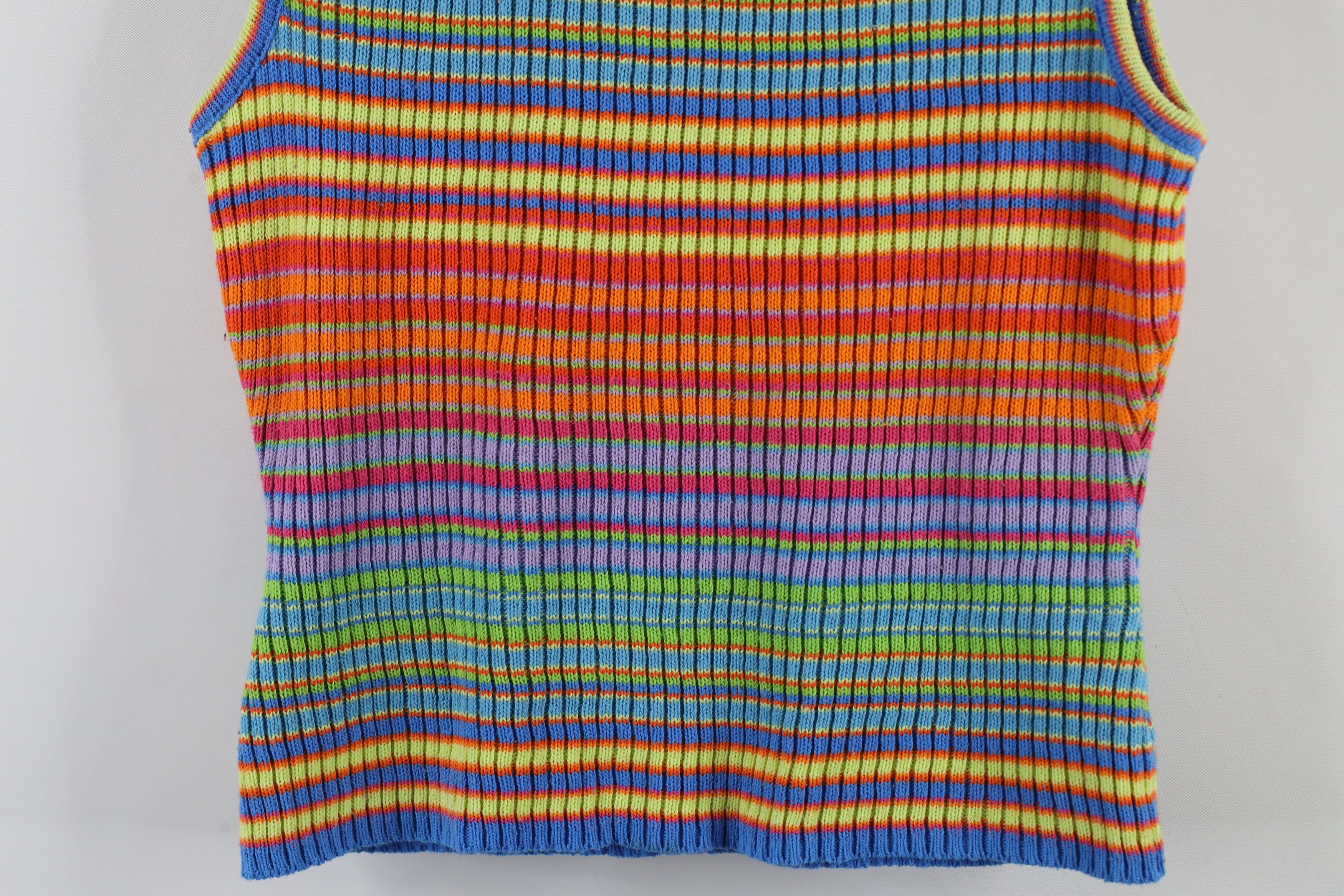Vintage Vintage 90s Streetwear Striped Ribbed Knit Tank Top USA Size L / US 10 / IT 46 - 10 Thumbnail