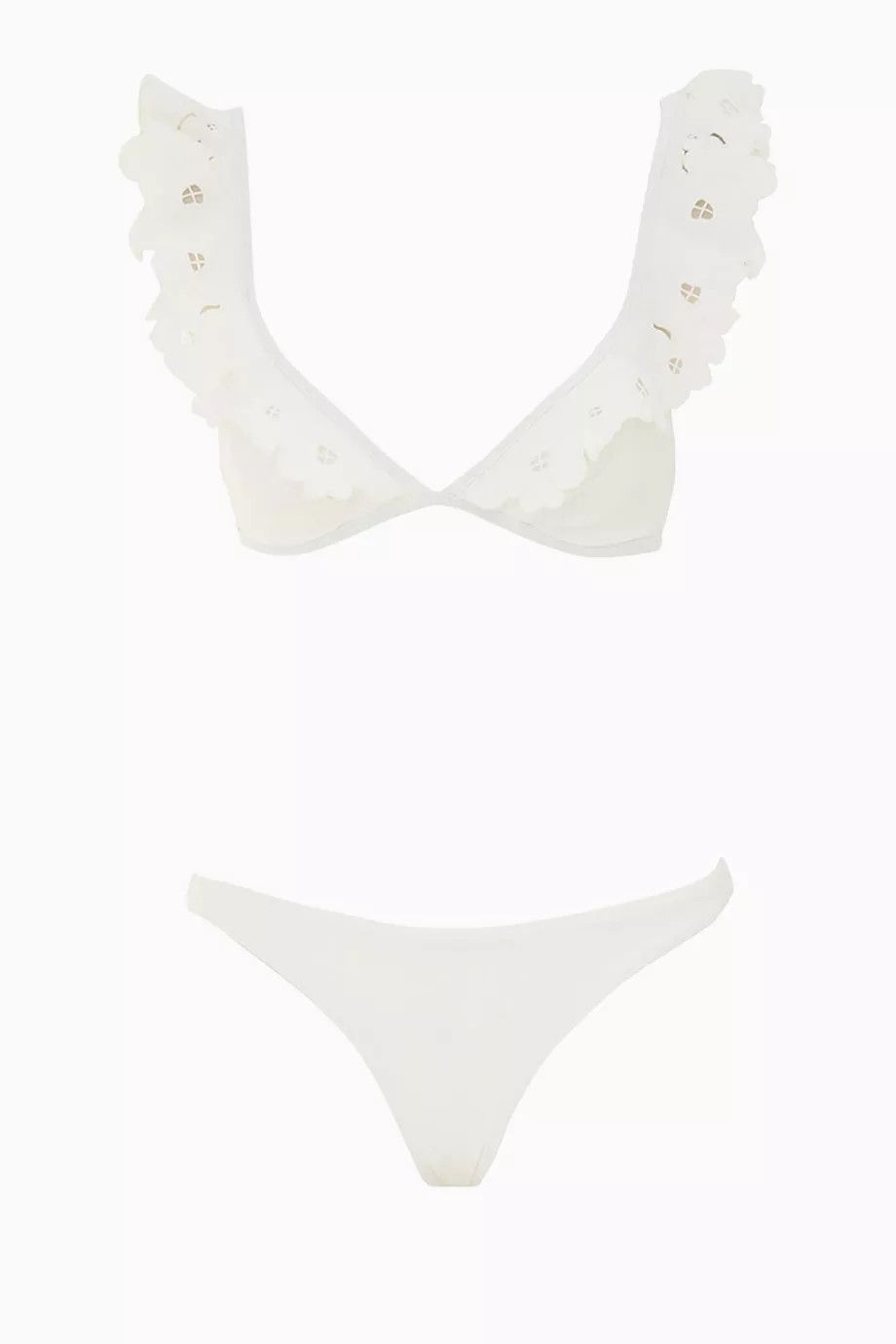 Zimmermann oc11z0525 Size : M / Italian Lycra Ruffle Bikini Set White Size ONE SIZE - 1 Thumbnail