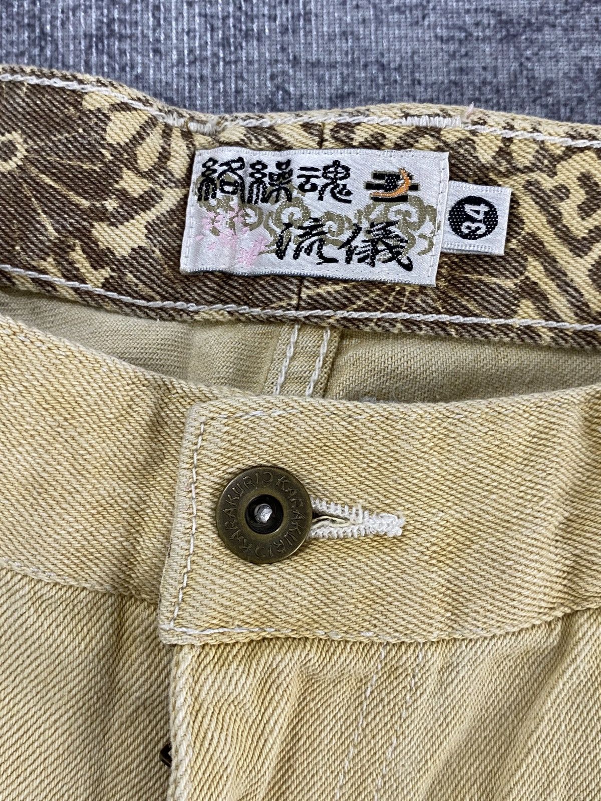 Karakuri Tamashii buckle back karakuri paint & embroidery pant poem harajuku Size US 31 - 8 Thumbnail