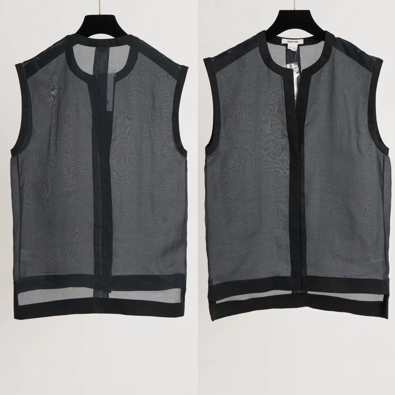 Helmut Lang HELMUT LANG sizeP Black silk crepe edged sleeveless vest Size M / US 6-8 / IT 42-44 - 8 Thumbnail