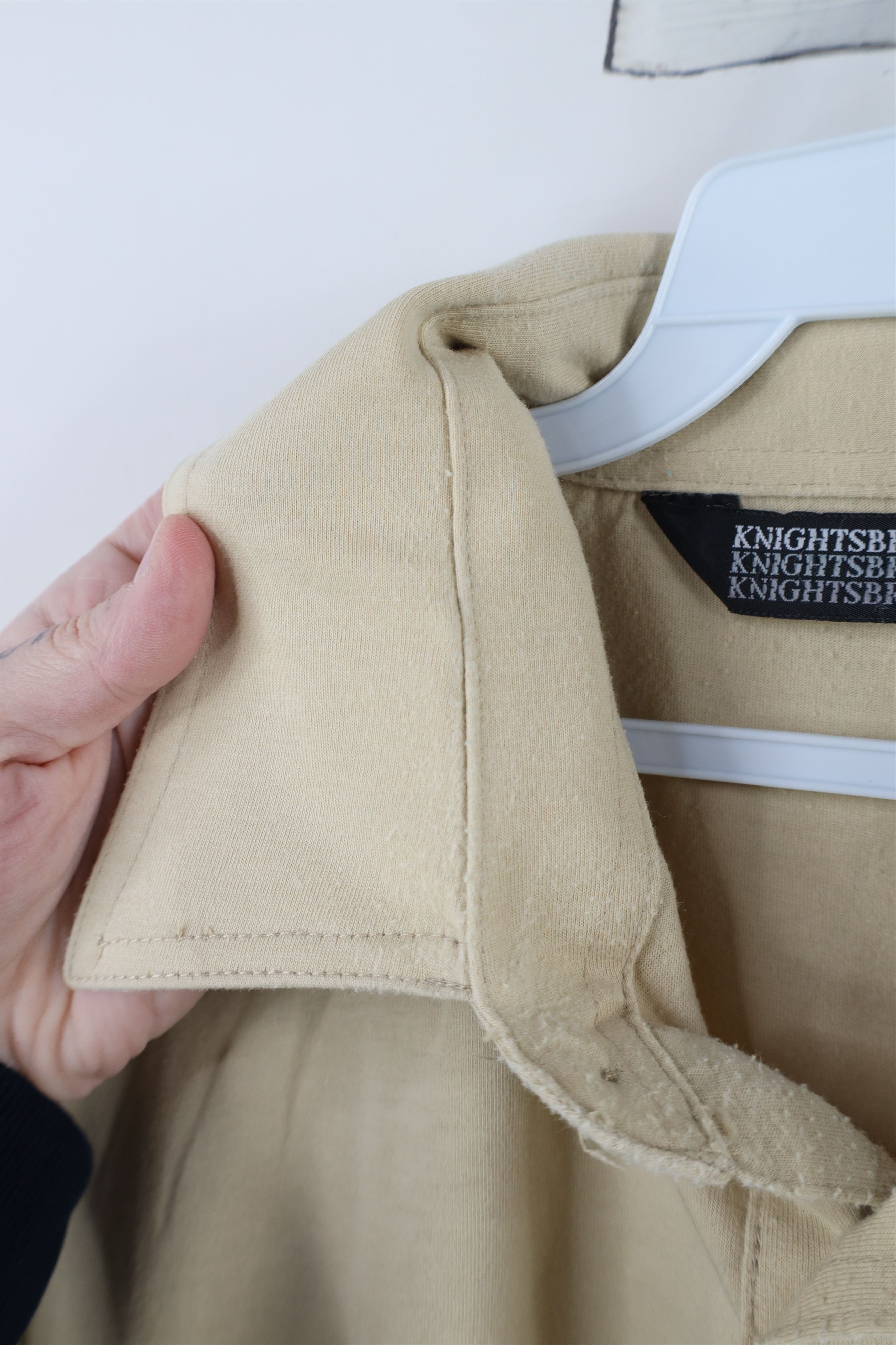 Vintage Vintage 90s Streetwear Blank Baggy Fit Knit Polo Shirt Beige Size US M / EU 48-50 / 2 - 8 Thumbnail
