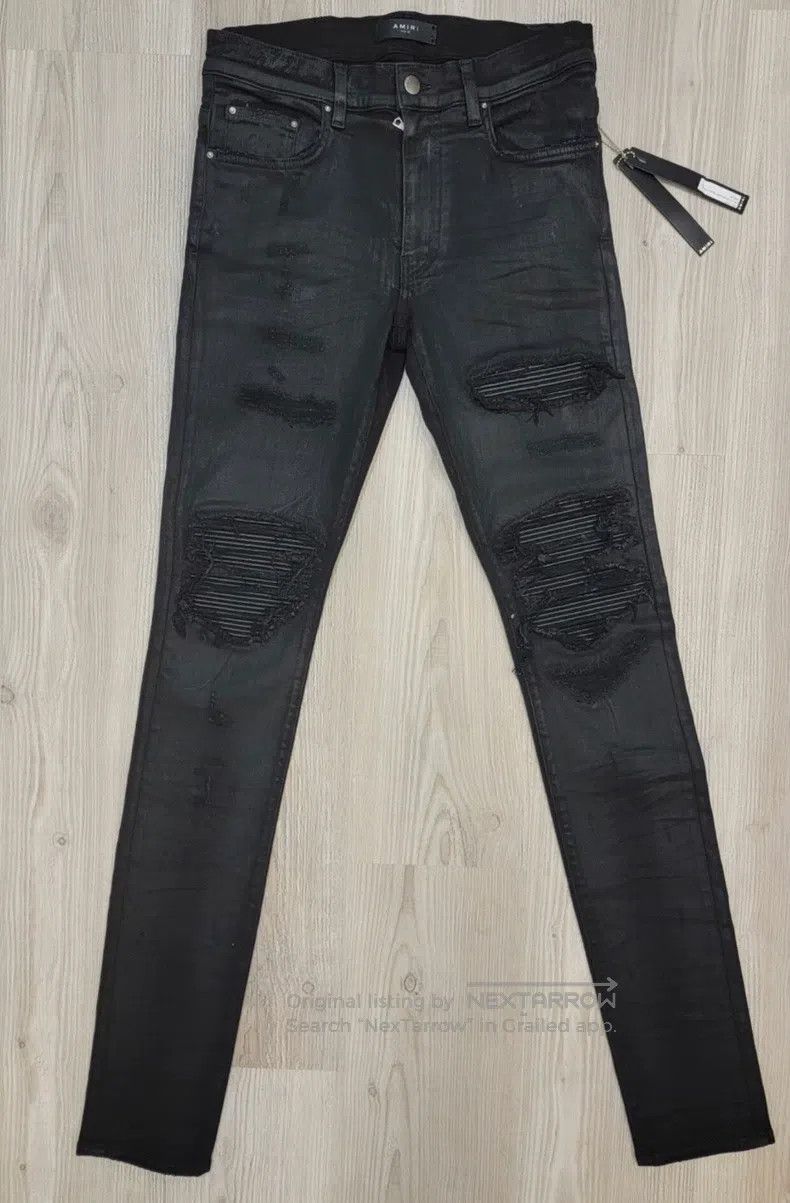 Amiri Amiri Waxed Black Samurai Patchwork Leather Size US 30 / EU 46 - 1 Thumbnail