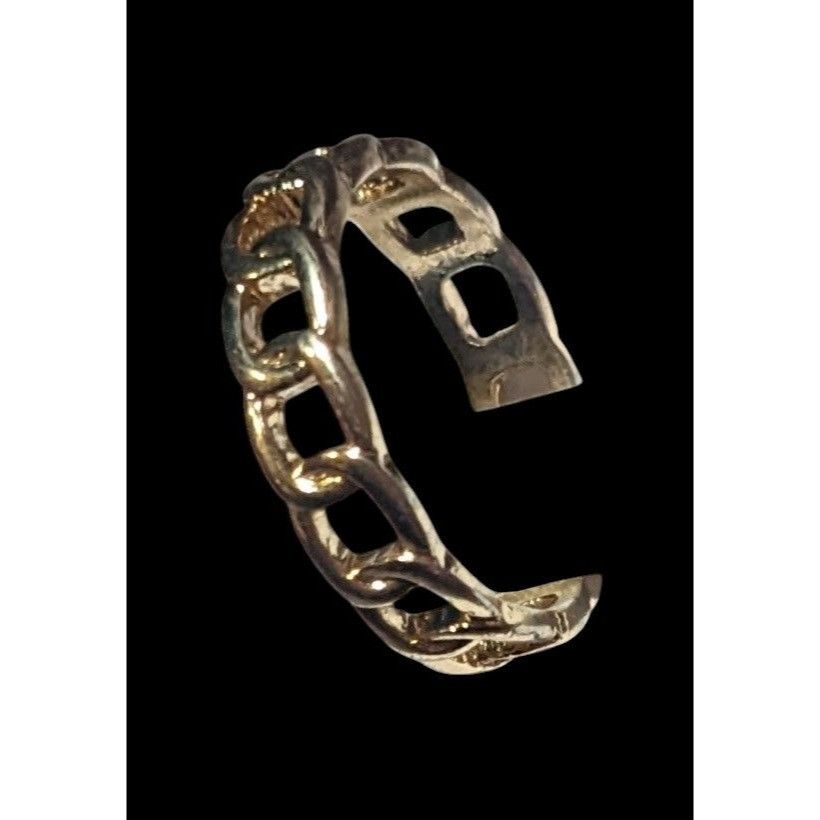 Other Punk Chain Link Shaped Gold Tone Fashion Ring Size 7 3/4 Size ONE SIZE - 2 Thumbnail