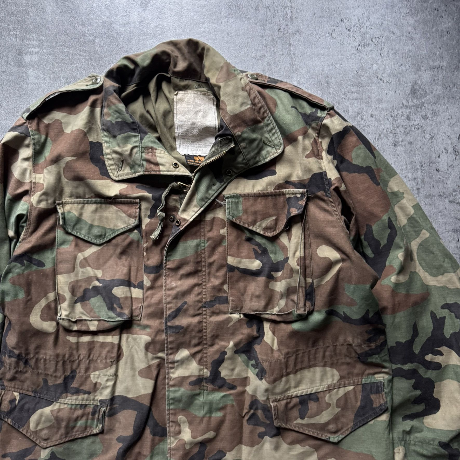 Alpha Industries Vintage Alpha green camo M65 military field jacket Size US XL / EU 56 / 4 - 2 Thumbnail