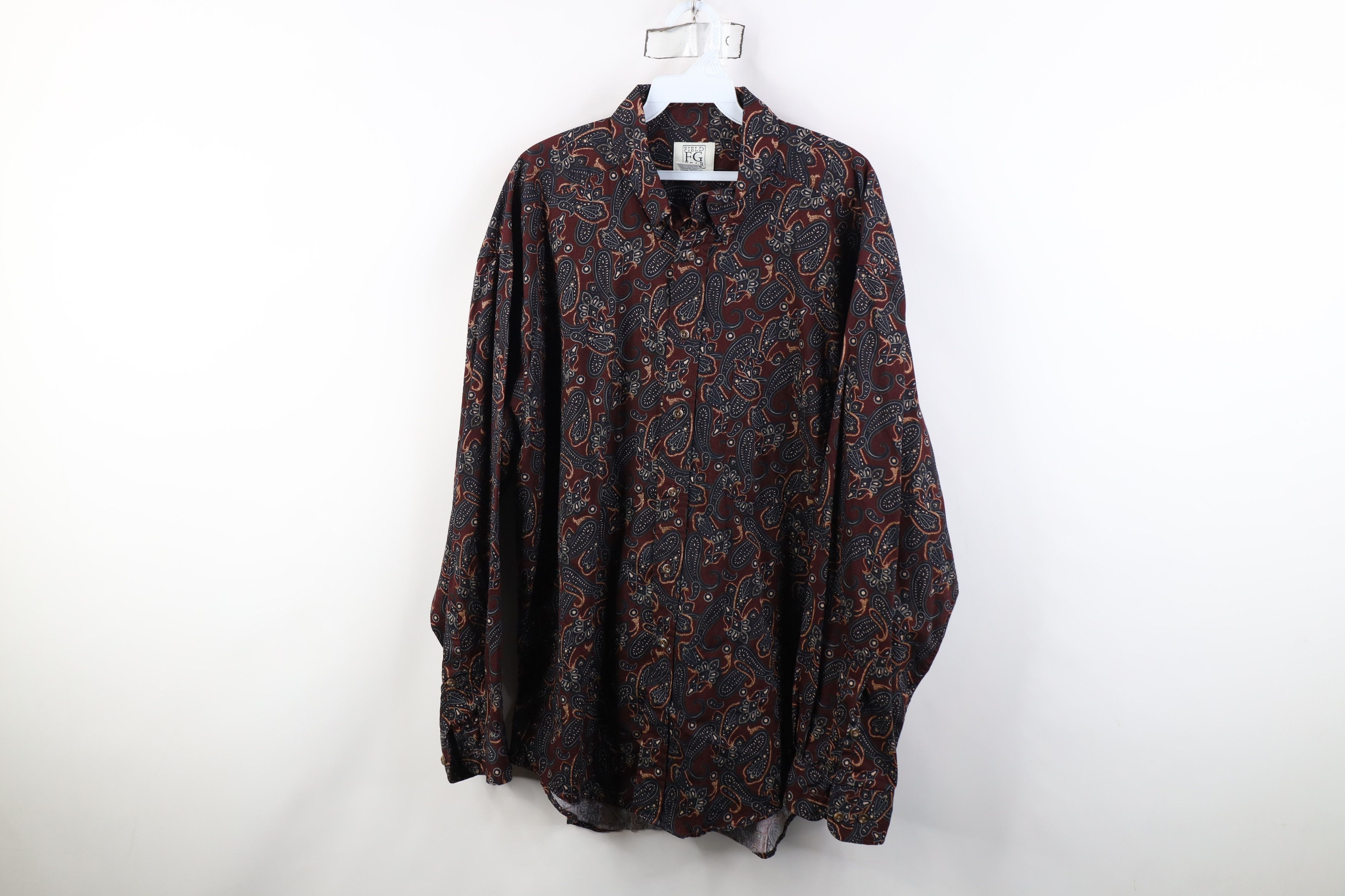 Vintage Vintage 90s Streetwear Paisley Collared Button Down Shirt Size US L / EU 52-54 / 3 - 1 Thumbnail