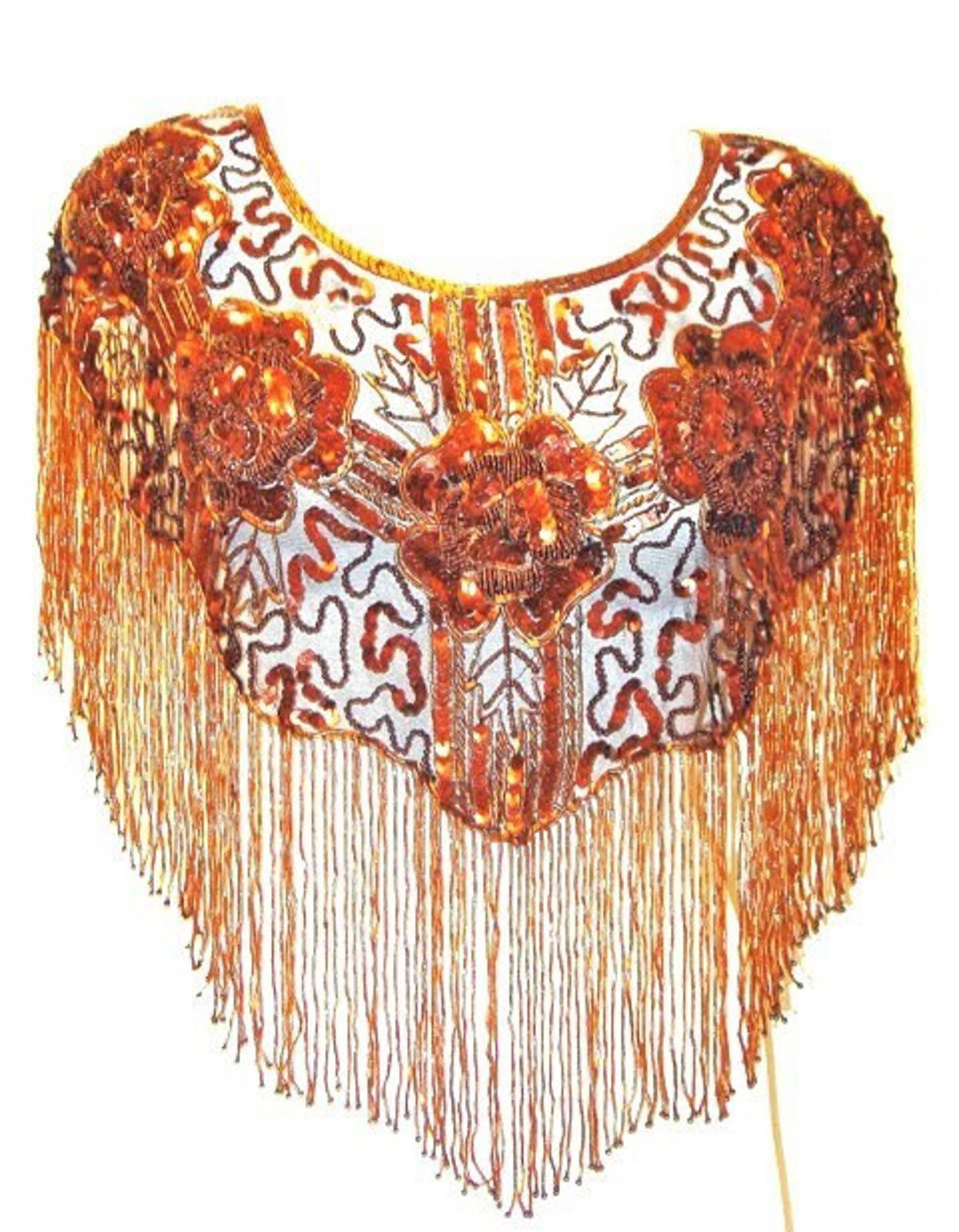 Designer Sequin Shawl/Wrap with Fringes Copper Size ONE SIZE - 1 Preview