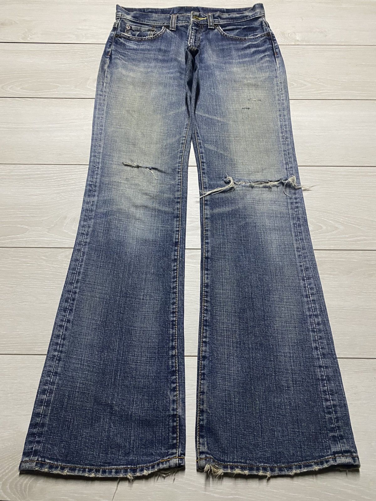 If Six Was Nine Vintage Real Authentic Style GLHeart Flare Faded Blue Size US 31 - 1 Thumbnail