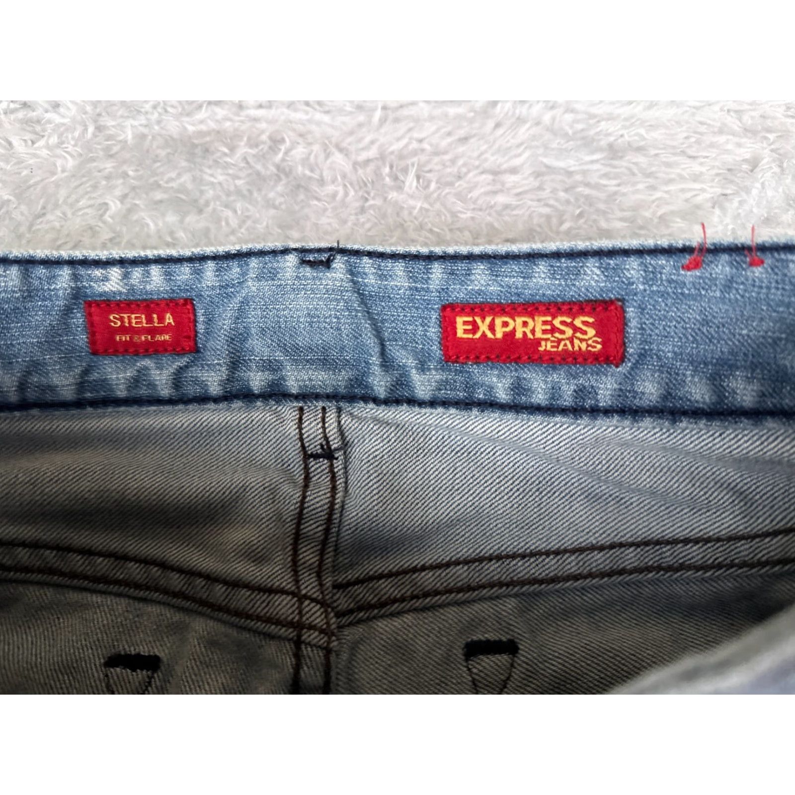 Express Express Jeans Womens 28 Blue Denim Stella Fit & Flare Distressed Low Rise 28x29 Size 28" / US 6 / IT 42 - 6 Thumbnail