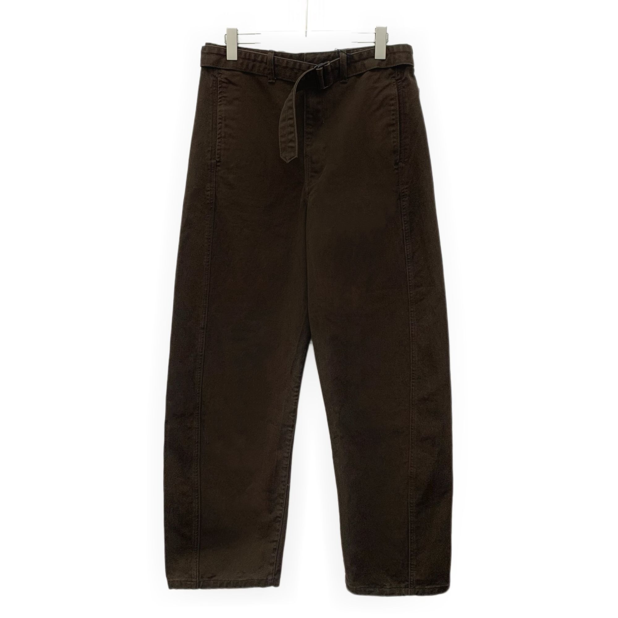 Lemaire Lemaire Mens Dark Brown Cotton Straight-Leg Trousers W/Belt Size US 32 / EU 48 - 1 Thumbnail
