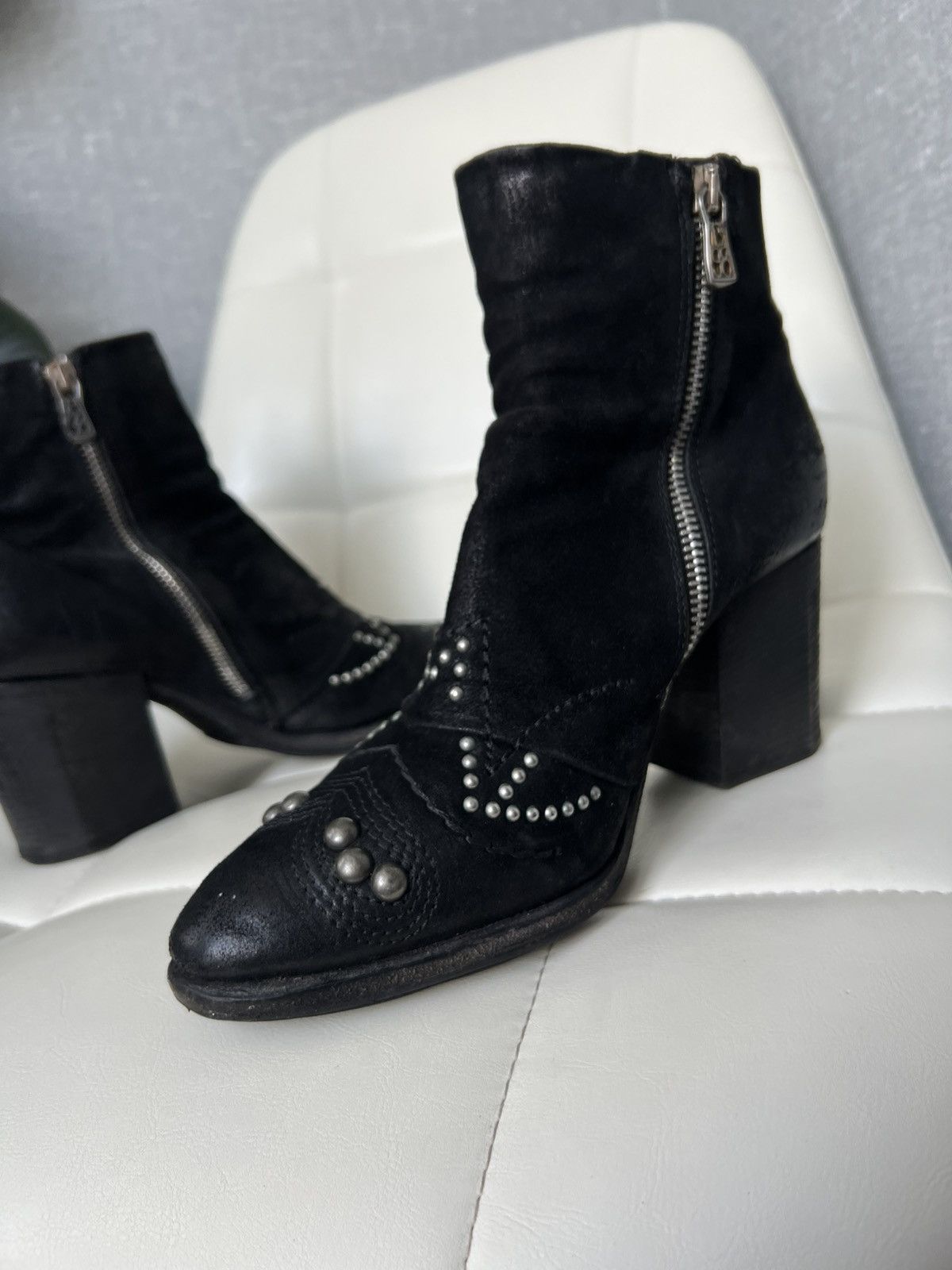 A.S.98 A.S.98 Western Style Studded Suede Leather Ankle Boots Sz 39 Size US 9 / IT 39 - 13 Thumbnail