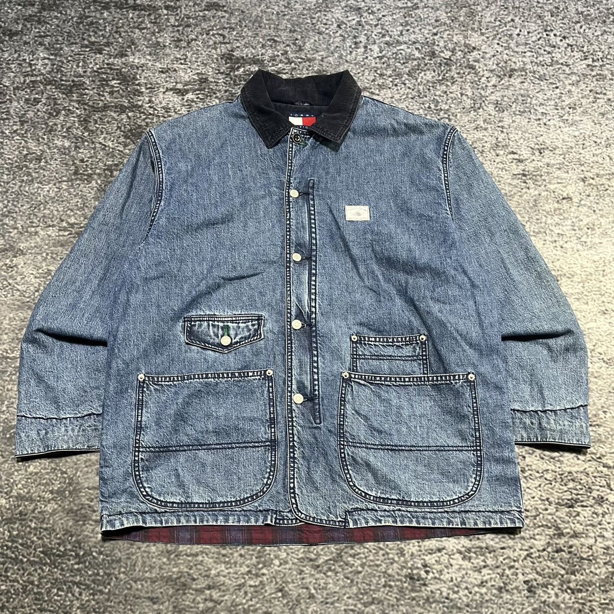 Tommy Hilfiger Vintage 90s Tommy Hilfiger Flannel Lined Denim Chore Coat Size US M / EU 48-50 / 2 - 3 Thumbnail