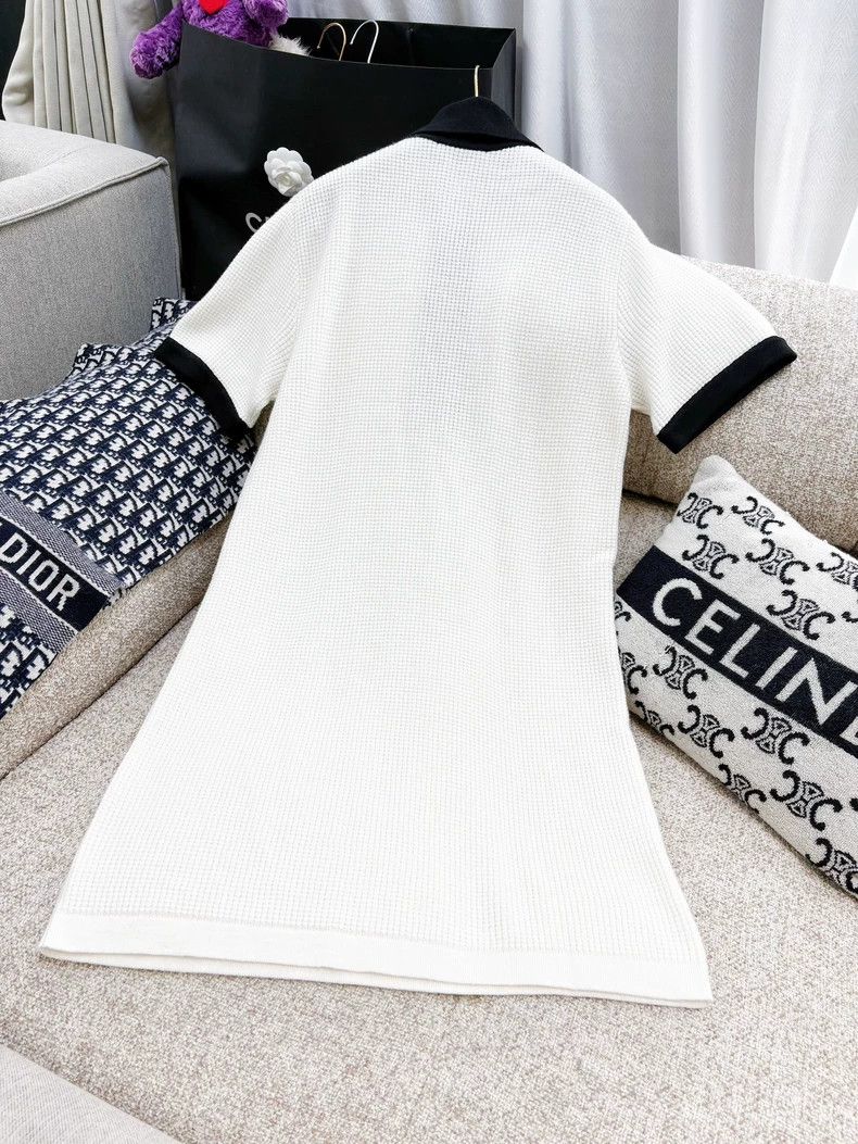 Chanel Chanel 23A white and black Polo collar short-sleeved knitt Size XS / US 0-2 / IT 36-38 - 2 Thumbnail