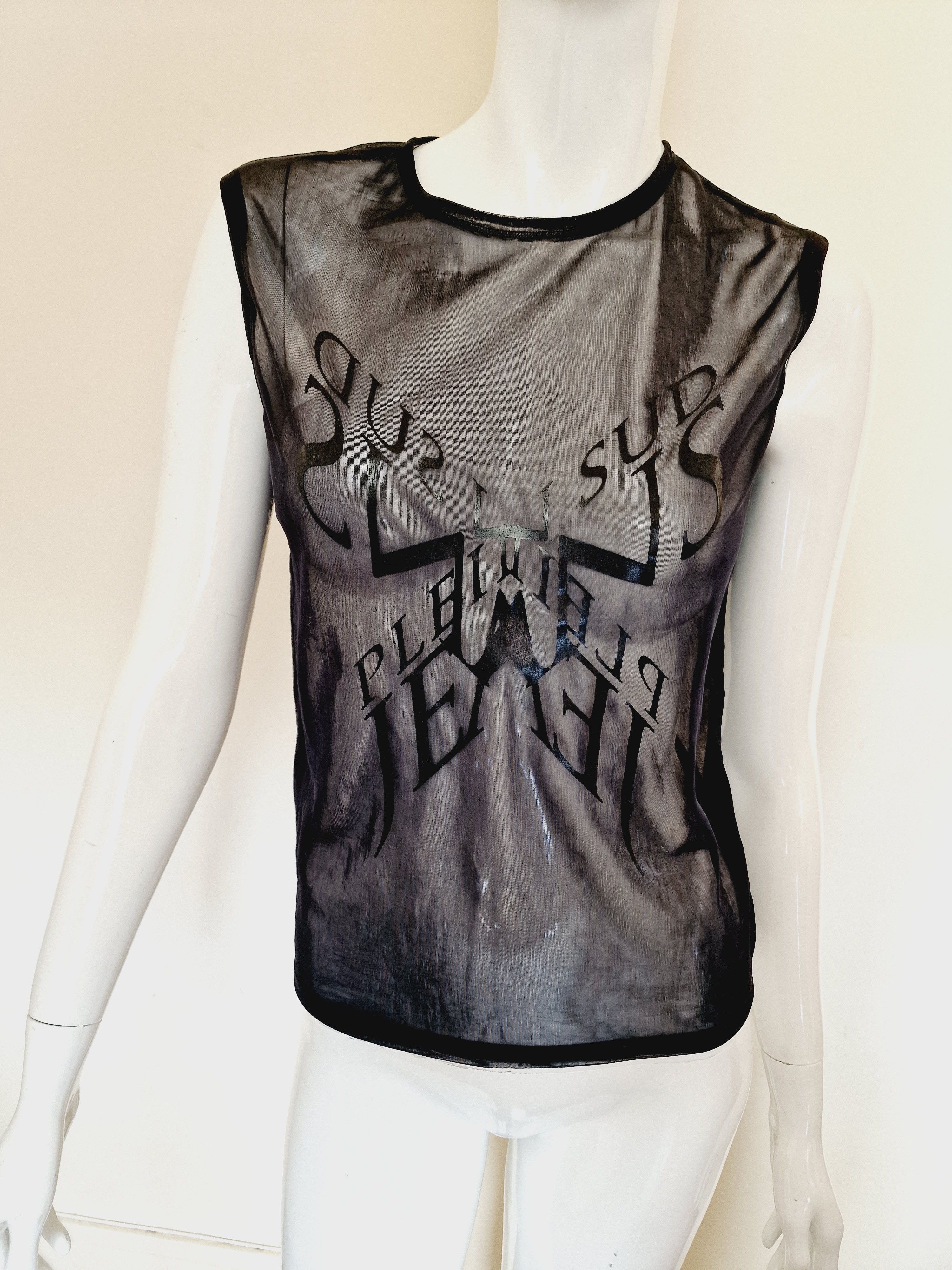 Other Plein Sud Transparent Logo Text Mesh Black Men Tank Top Size US M / EU 48-50 / 2 - 1 Thumbnail