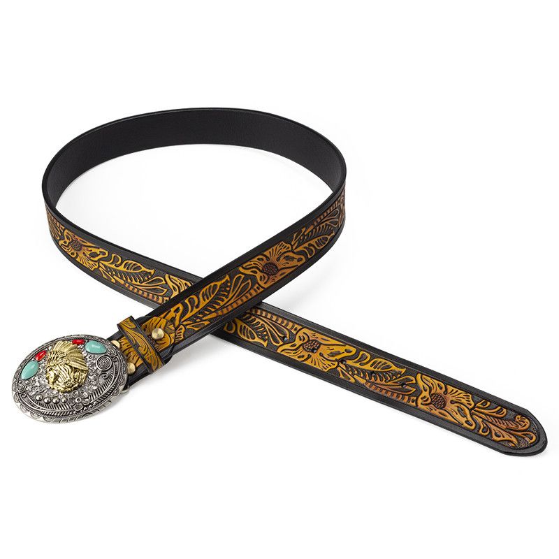 Designer Crazy Vintage Belt Riveted Belts Menswear Accessories Size ONE SIZE - 1 Thumbnail