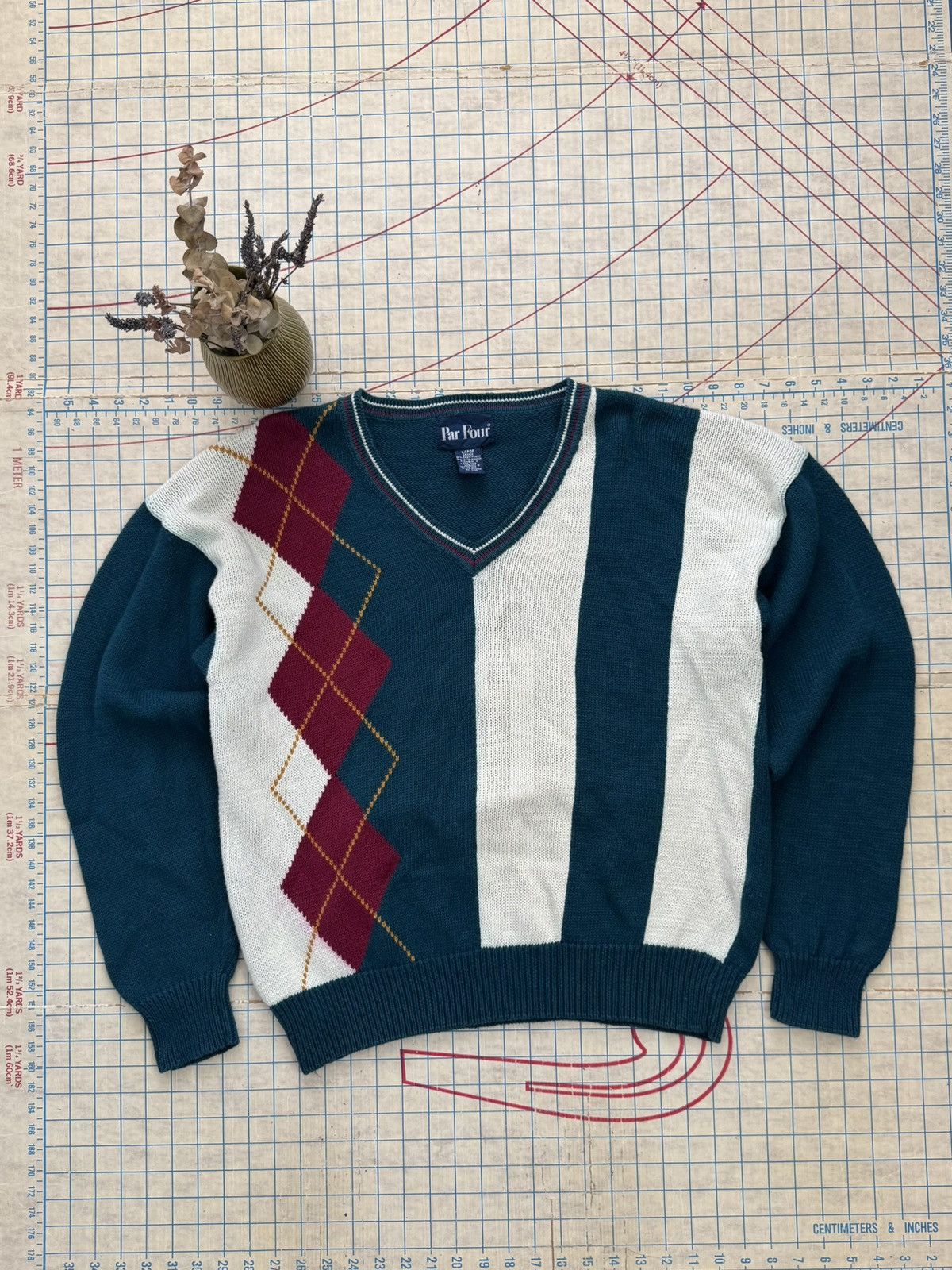 Vintage Vintage Par Four Argyle V-Neck Knit Sweater Mens Size Large Size US L / EU 52-54 / 3 - 3 Thumbnail