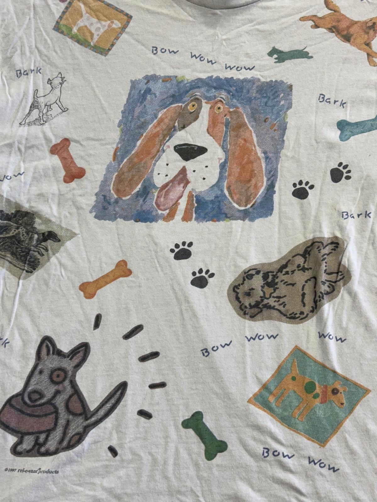 Designer Vintage Dog Art AOP T-shirt 1997 Rel-e-Vant Tees Bow Wow L Size US XL / EU 56 / 4 - 4 Thumbnail