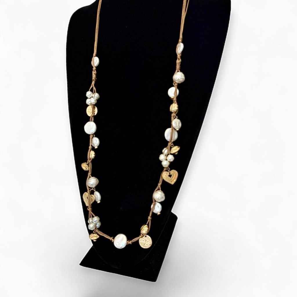 Chicos CHICO’S Pearl & Heart Charm Leather Cord Necklace | NWT Size ONE SIZE - 10 Thumbnail