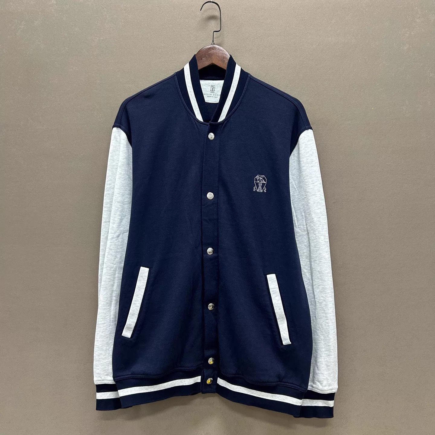 Brunello Cucinelli Brunello Cucinelli Navy Colorblock BaseballJacket XL 99 Size US XL / EU 56 / 4 - 1 Thumbnail