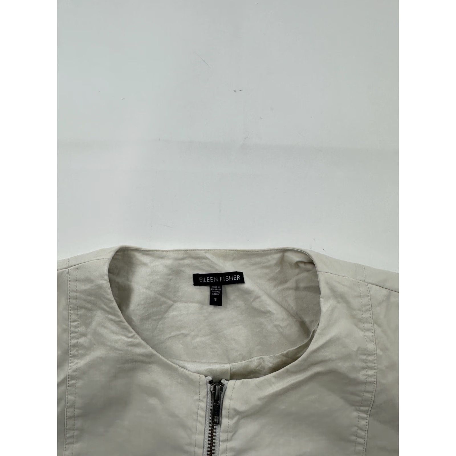 Eileen Fisher Eileen Fisher Jacket Womens Small Beige Polished Ramie Stretch Full Zip Coat Size S / US 4 / IT 40 - 2 Thumbnail