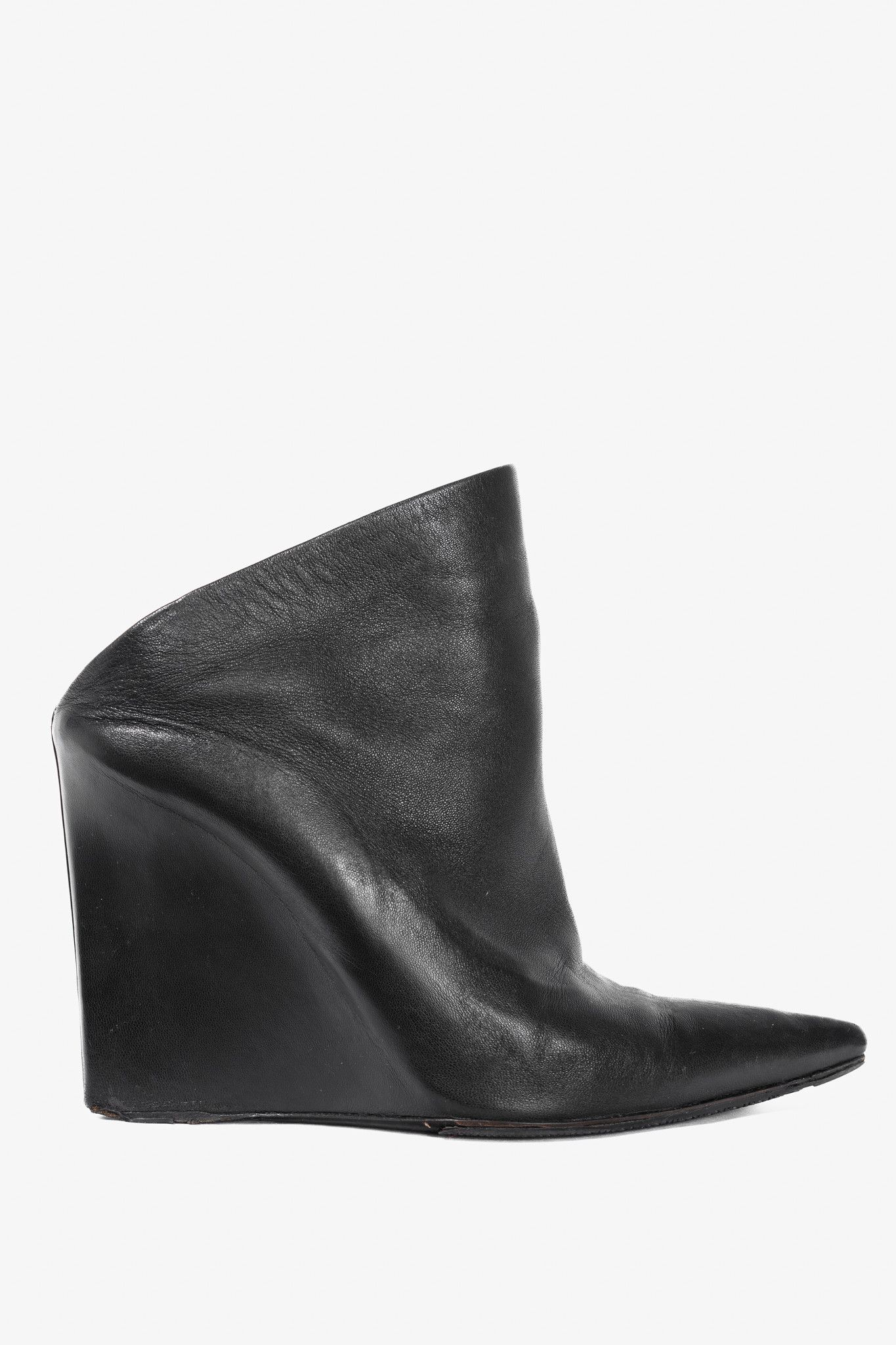 Balenciaga Balenciaga Black Leather Pointed-Toe Wedge Mules Size US 8.5 / IT 38.5 - 1 Thumbnail
