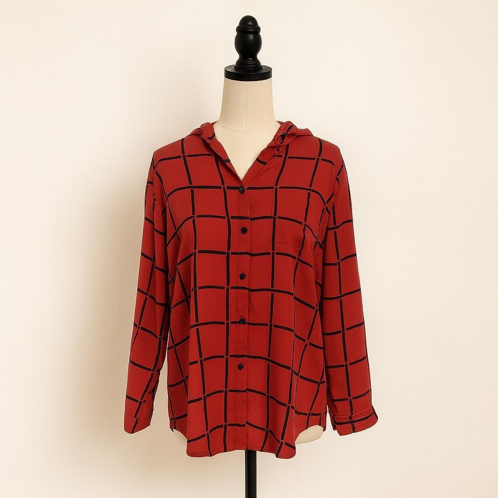 Other Vintage Gianna Red and Black Windowpane Check Blouse | Size Size M / US 6-8 / IT 42-44 - 1 Thumbnail