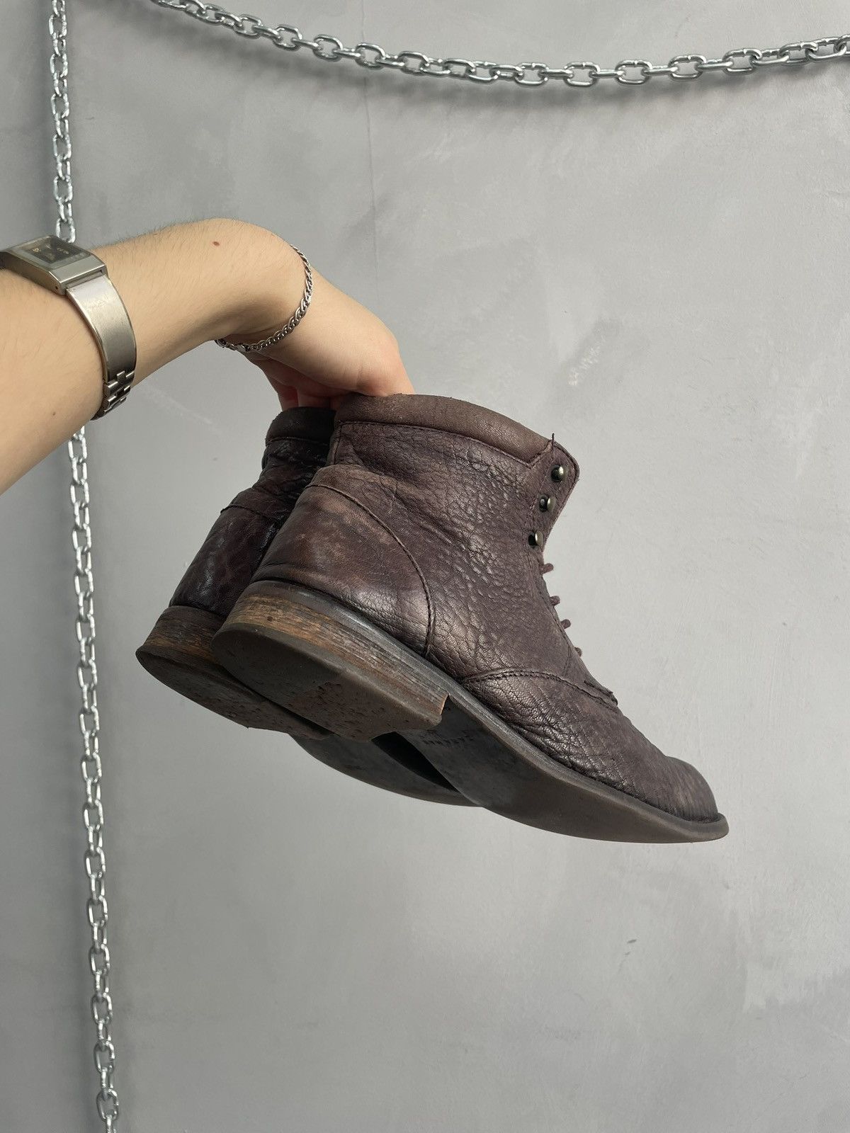 Hedi Slimane Avant garde ankle moto boots leather guidi style y2k Size US 7.5 / EU 40-41 - 4 Thumbnail