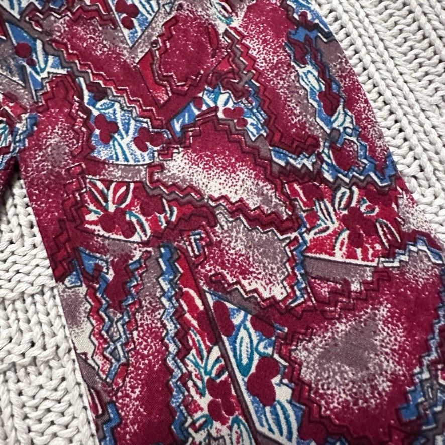 Oleg Cassini Vintage 80s Oleg Cassini red abstract silk tie Size ONE SIZE - 2 Thumbnail
