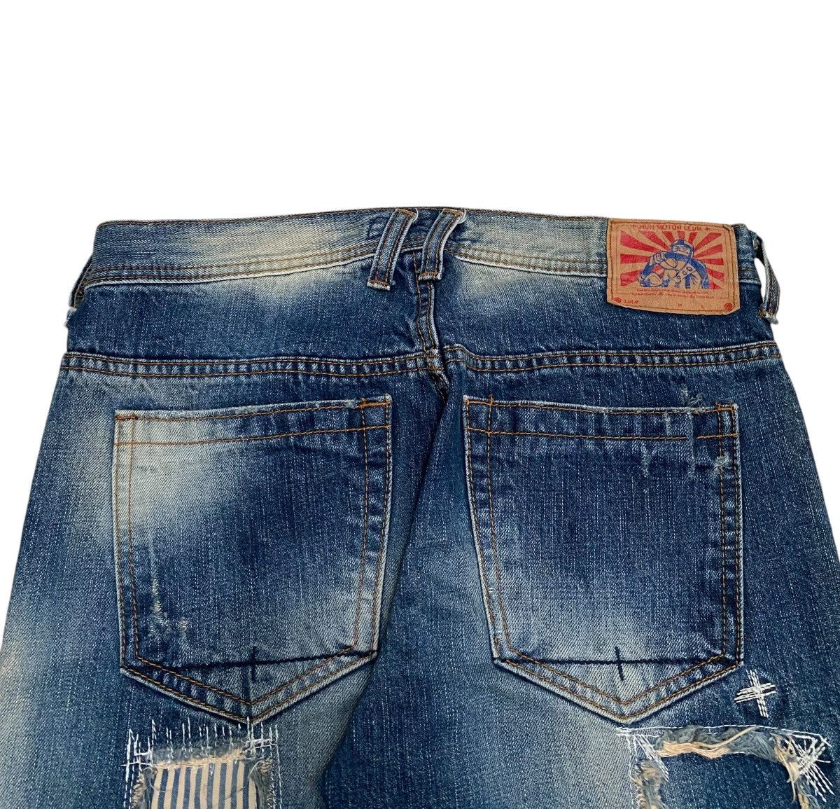 If Six Was Nine × Japanese Brand × Vintage Vintage Japanese Brand Huh Motor Club Patchwork Jeans 2000s Size US 31 - 4 Thumbnail
