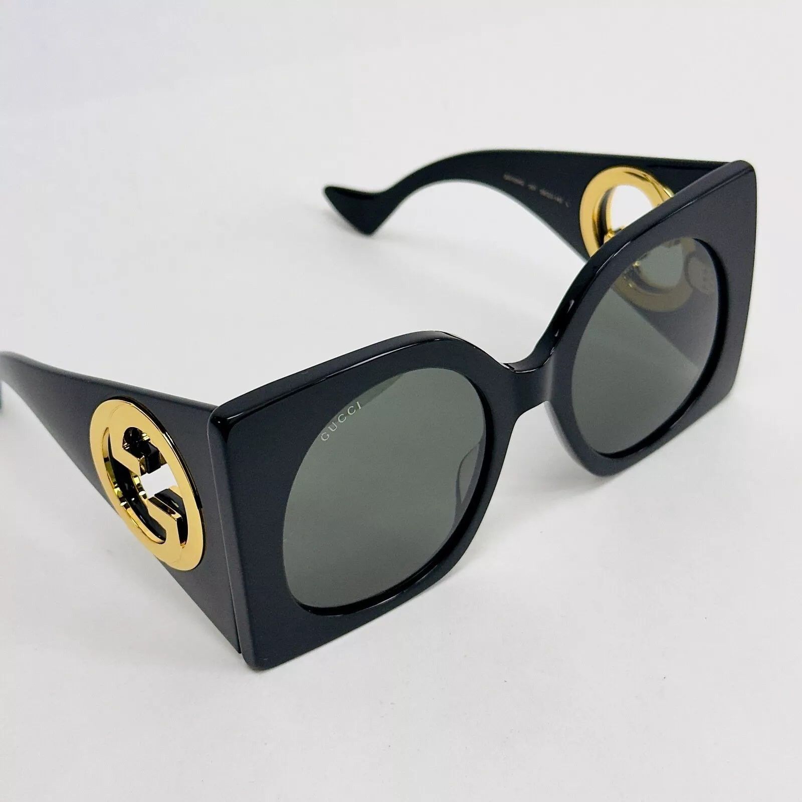 Gucci GUCCI 1254 Black Gold Logo Gg1254S Oversized Mask Flat 001 Size ONE SIZE - 8 Thumbnail