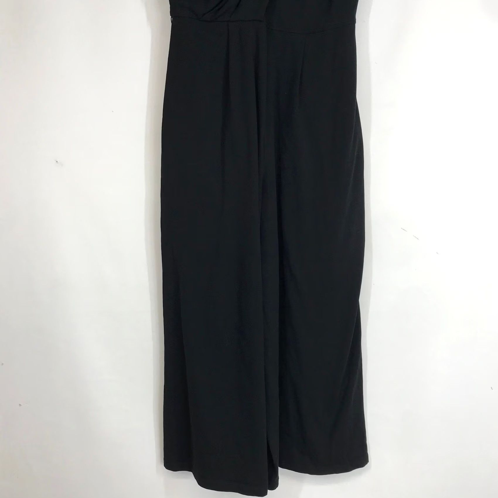 Vintage eShakti Black Draped Mock Neck Cap Sleeve Wide Leg Jumpsuit Size 4 Women's One-Piece Party/Cocktail Workwear Casual Elegant Size 27" / US 4 / IT 40 - 3 Thumbnail