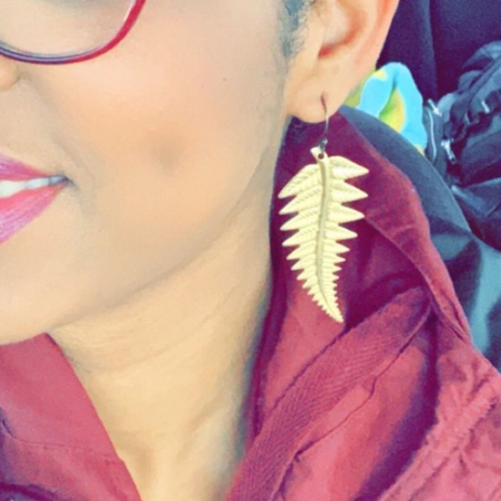 Handmade Gold Leaf Earrings Size ONE SIZE - 6 Thumbnail