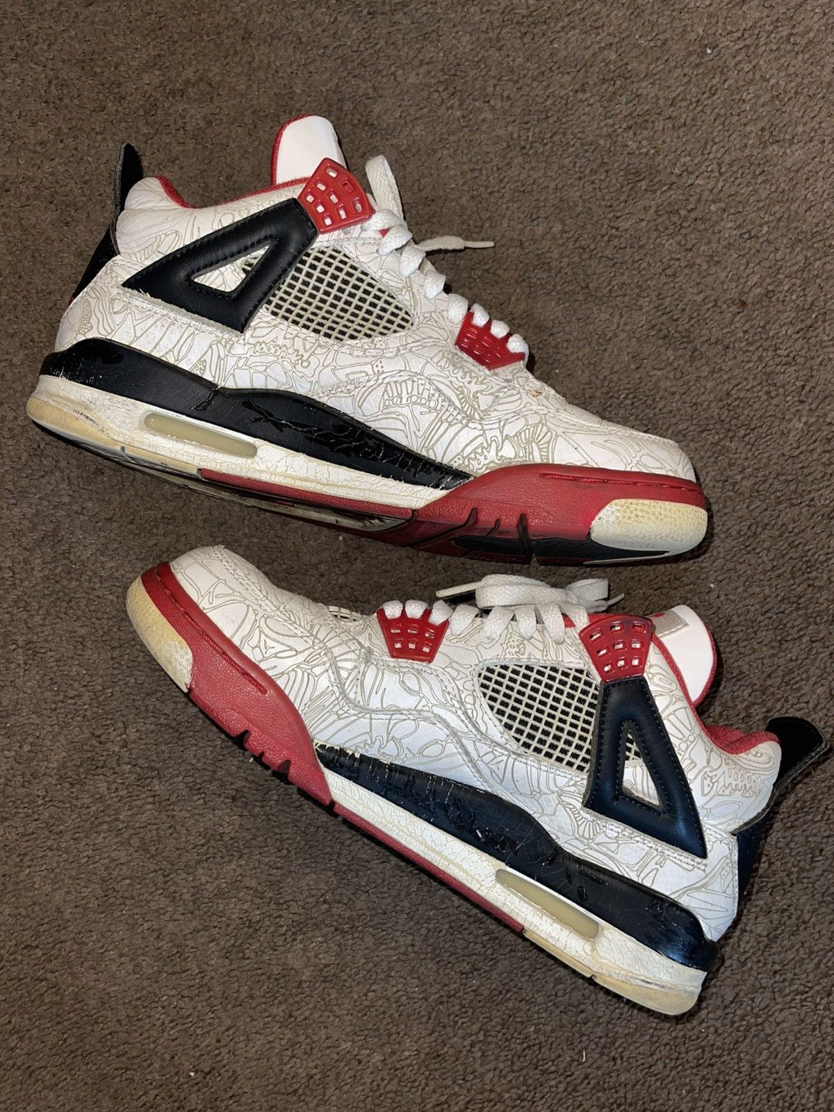 Jordan Brand Vintage Nike Air Jordan 4 White Laser 2005 Y2K white red Size US 8 / EU 41 - 2 Thumbnail
