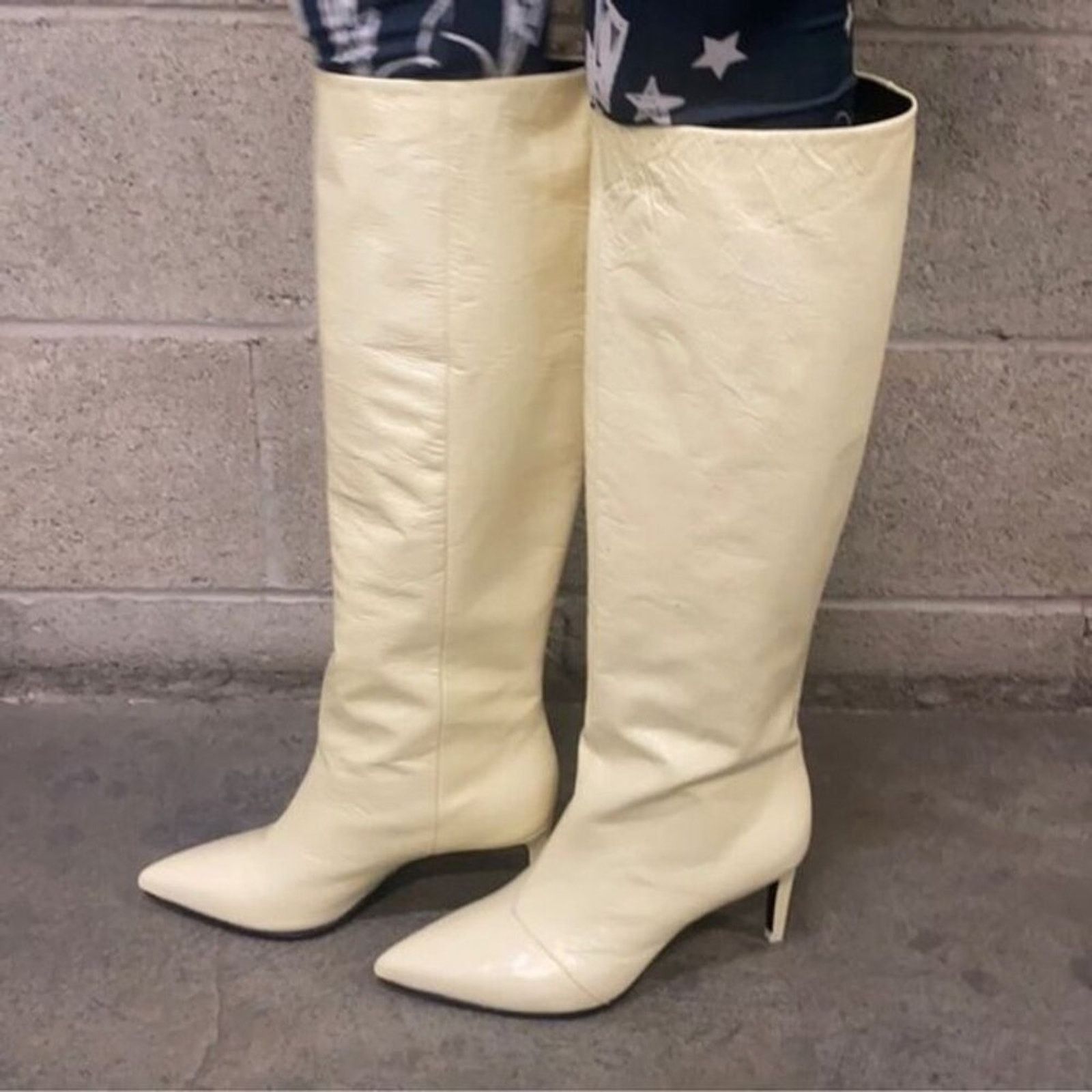 Rag & Bone Rag & Bone Beha Knee High Crinkled Leather Boots Size US 10 / IT 40 - 6 Thumbnail