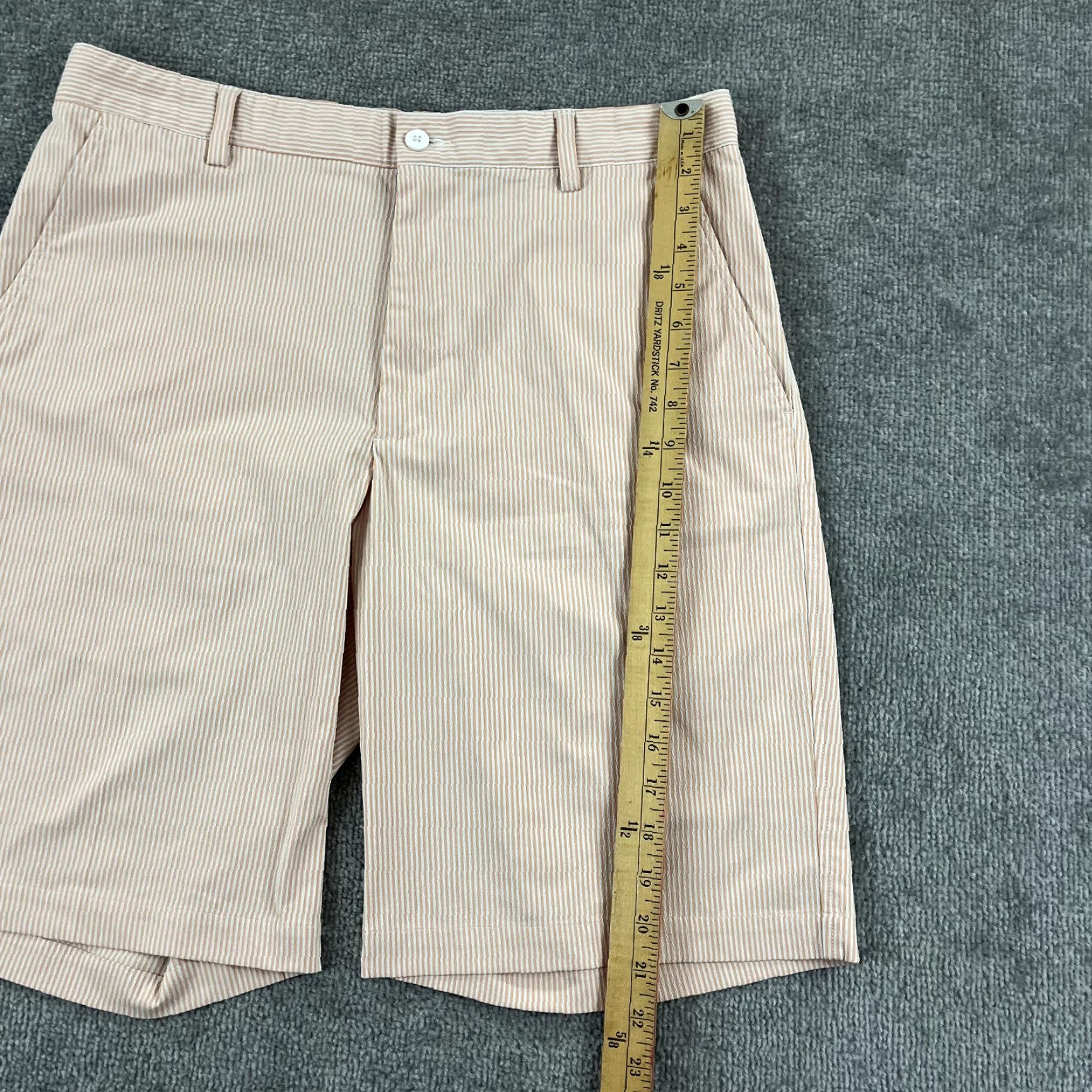 Footjoy FootJoy Shorts Mens Size 34 x 10" White Orange Striped Stretch Chino Khaki Golf Size US 34 / EU 50 - 6 Thumbnail