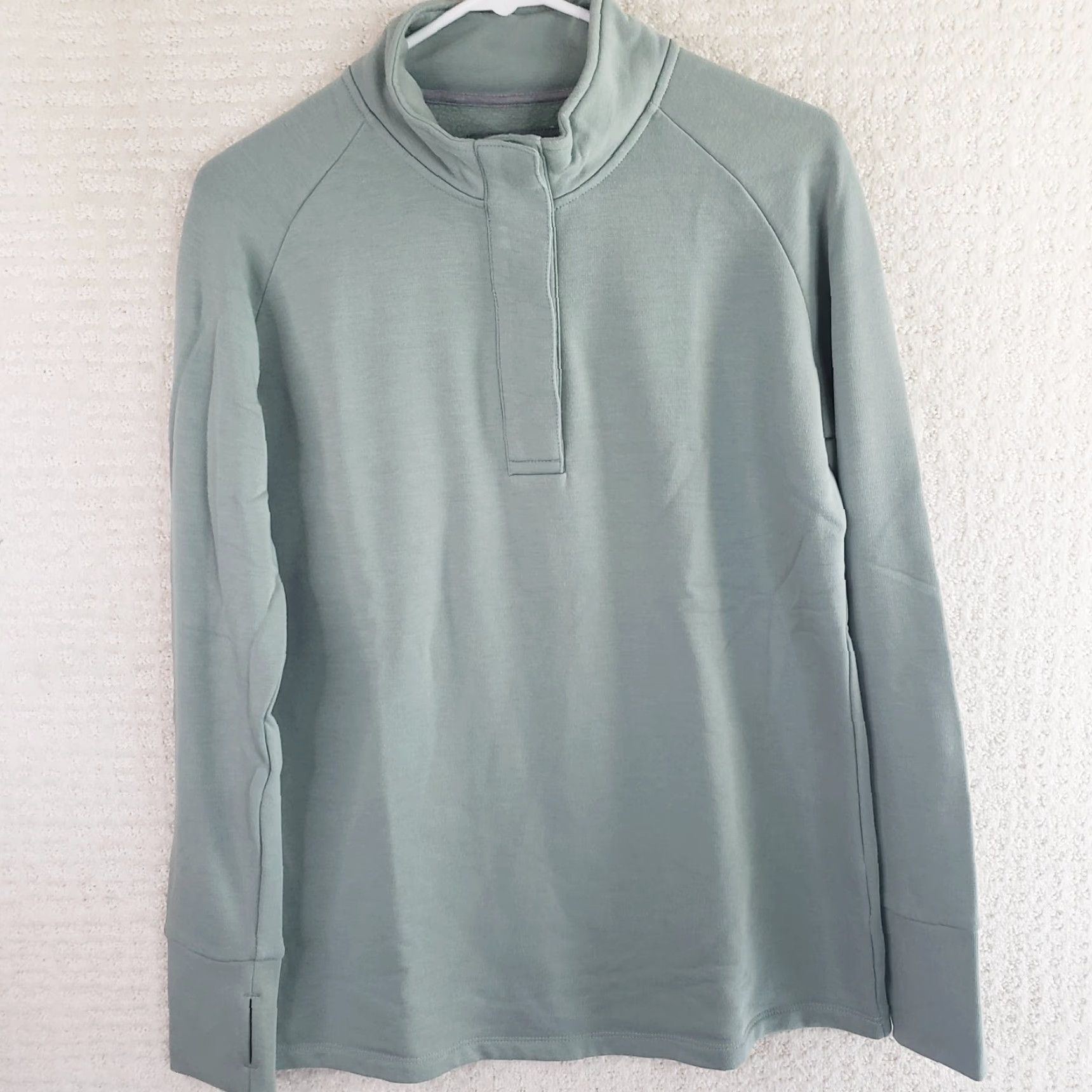 Vintage Free Fly Women’s M Bamboo Thermal Fleece Snap Pullover Henley Green Thumb Holes Sweatshirt XS? Wait Size M / US 6-8 / IT 42-44 - 2 Thumbnail