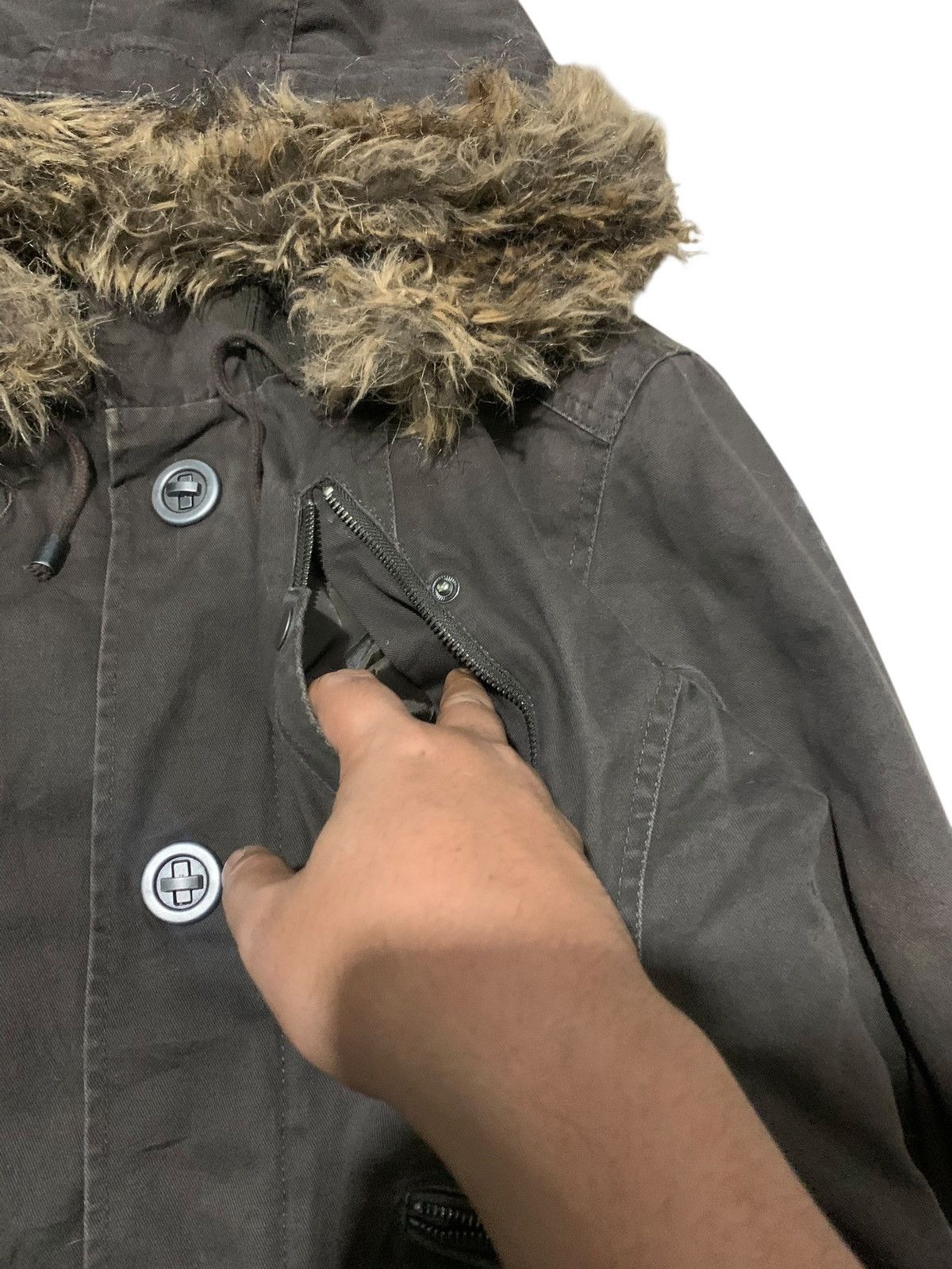 If Six Was Nine 2000s In The Attic multipocket fur hoodie canvas jacket Size US M / EU 48-50 / 2 - 6 Thumbnail