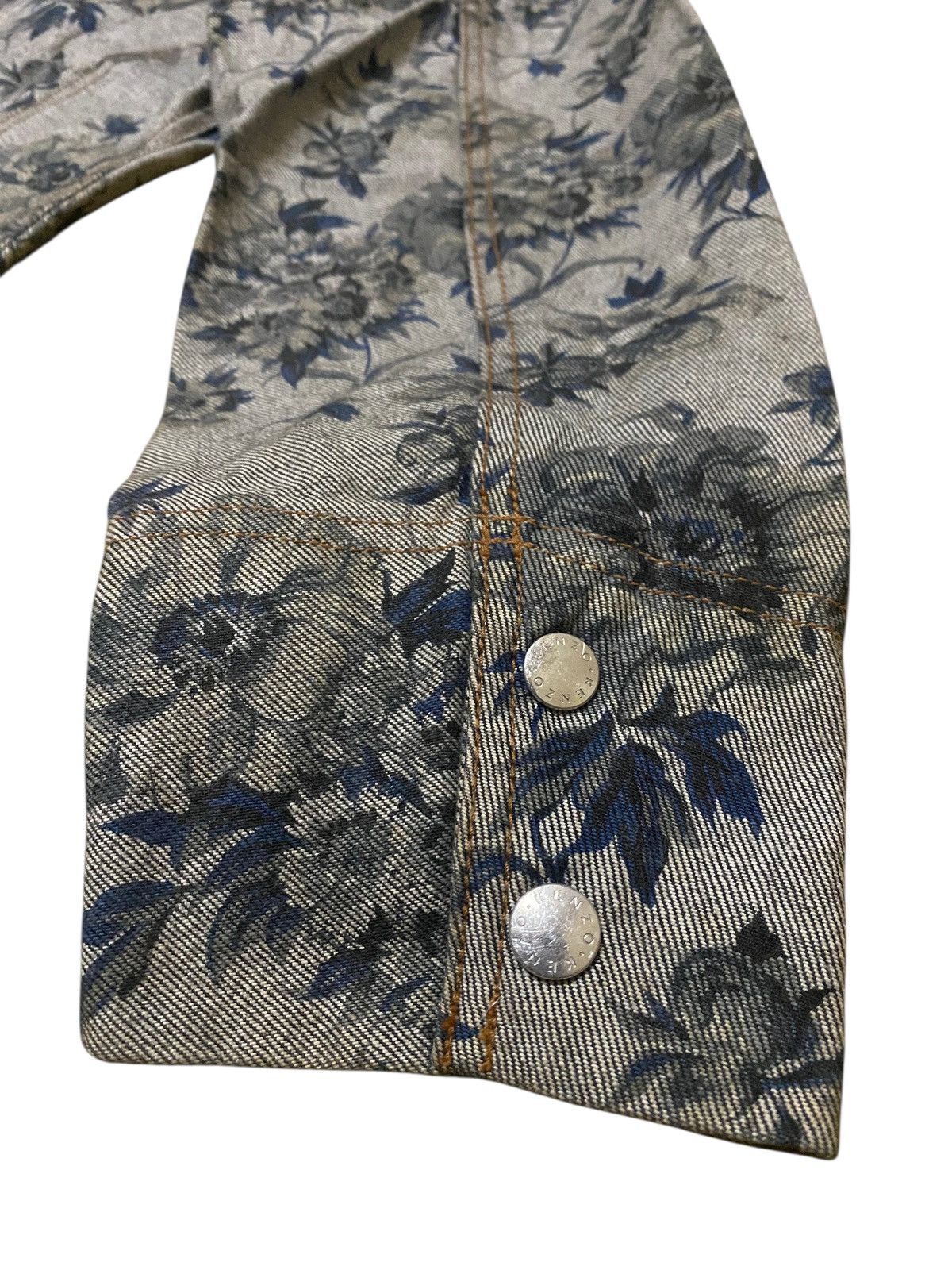 Kenzo Kenzo Vintage 90s Floral Pattern Snap Button Denim Jacket Size S / US 4 / IT 40 - 5 Thumbnail
