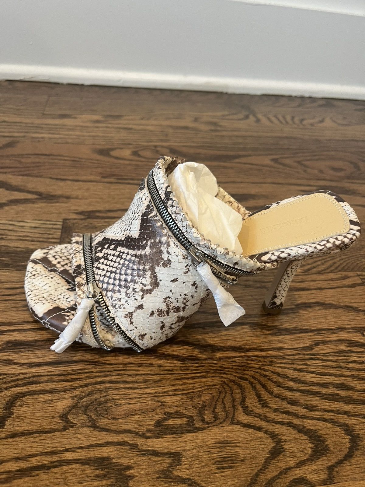 Burberry Burberry Python Print Leather Peep Sandals Size US 8 / IT 38 - 9 Thumbnail