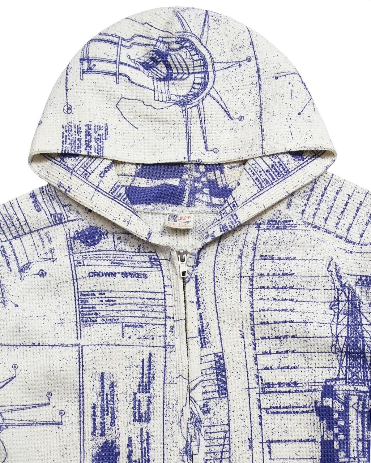 Japanese Brand 2000S LINE-N ZIP UP WAFFLE KNIT HOODIE Size US M / EU 48-50 / 2 - 2 Thumbnail