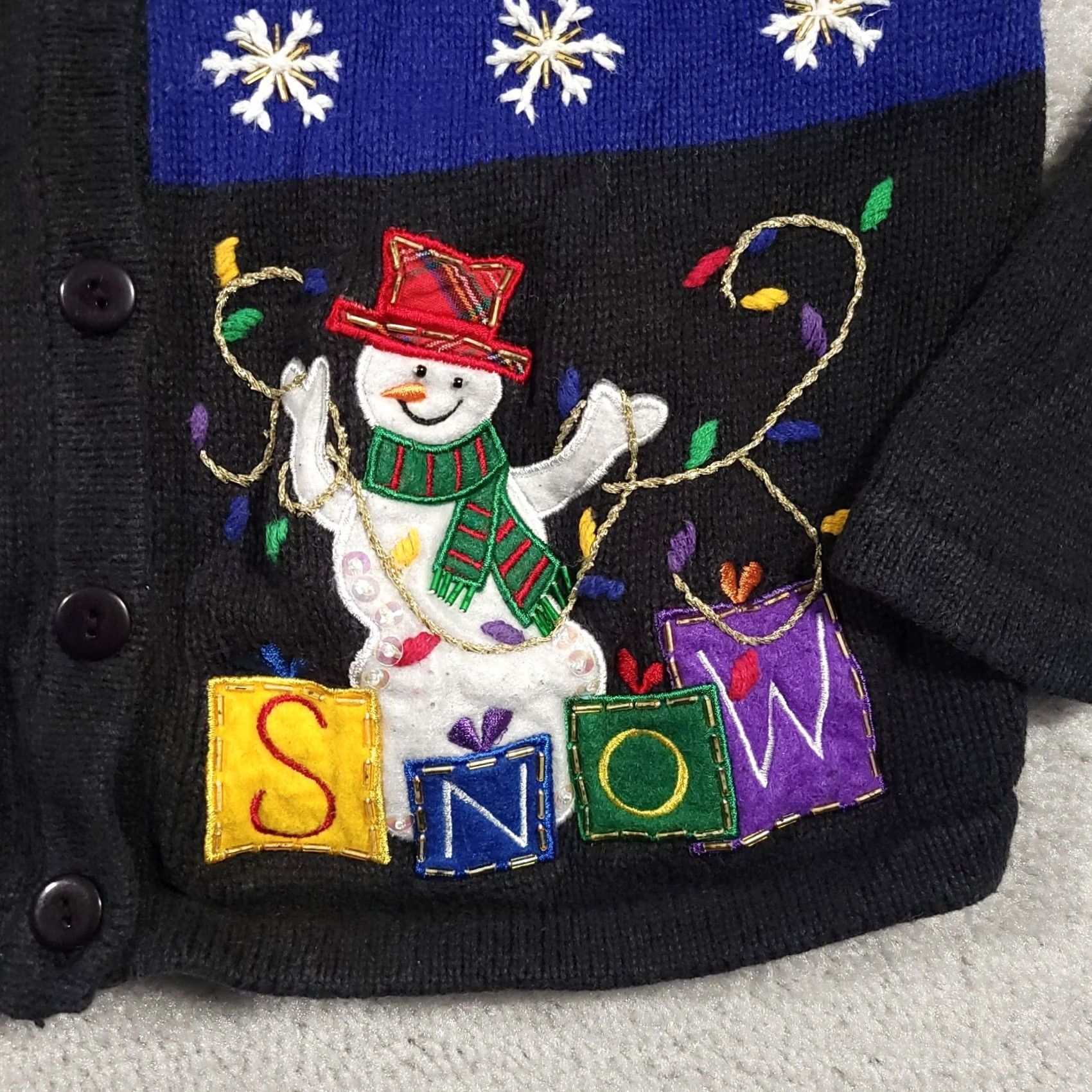 Vintage VINTAGE White Stag Embroidered Button-Up Christmas Cardigan Sweater Women's Small Black Size S / US 4 / IT 40 - 6 Thumbnail