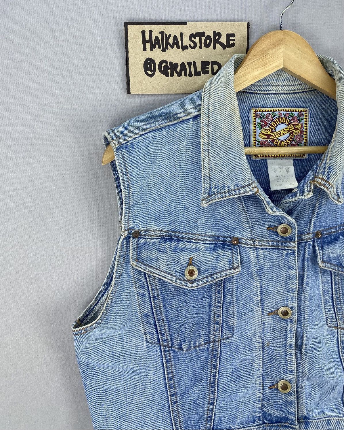 Vintage Vintage 80’s Joujou Jeans Classic Denim Vest Size M / US 6-8 / IT 42-44 - 2 Thumbnail