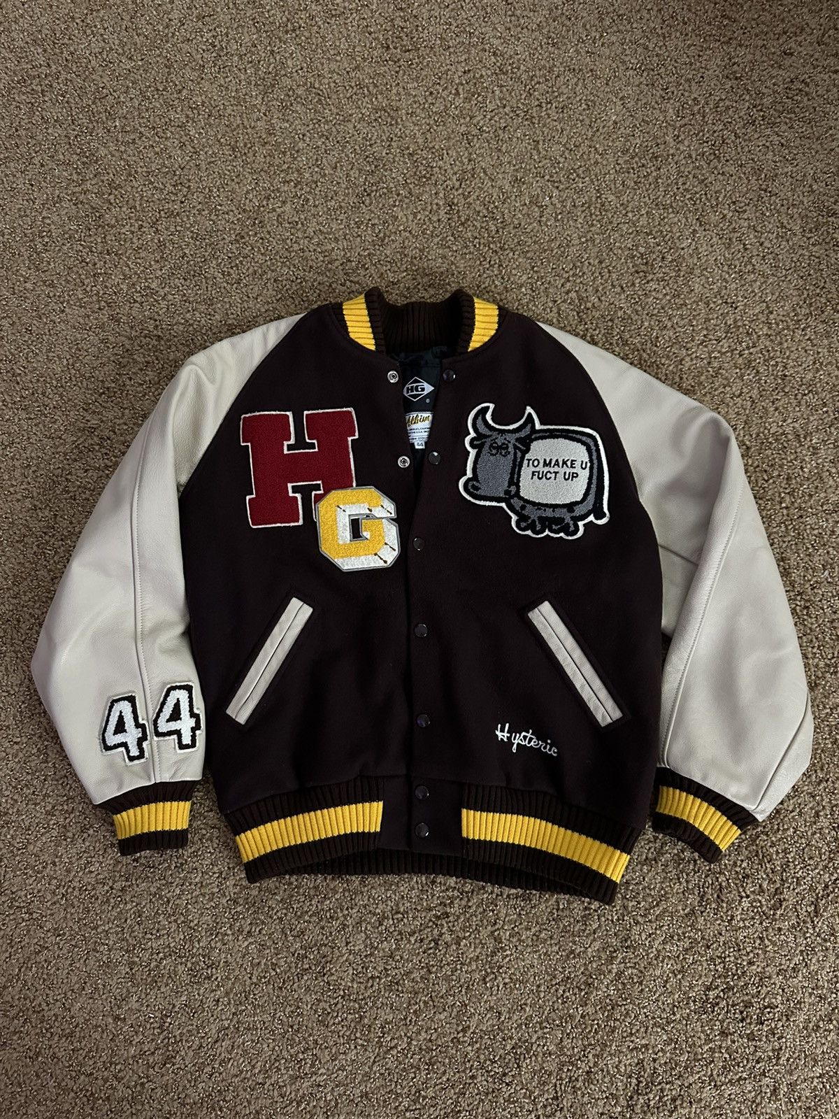 image of Hysteric Glamour Varsity Jacket in Brown, Men's (Size Large)
