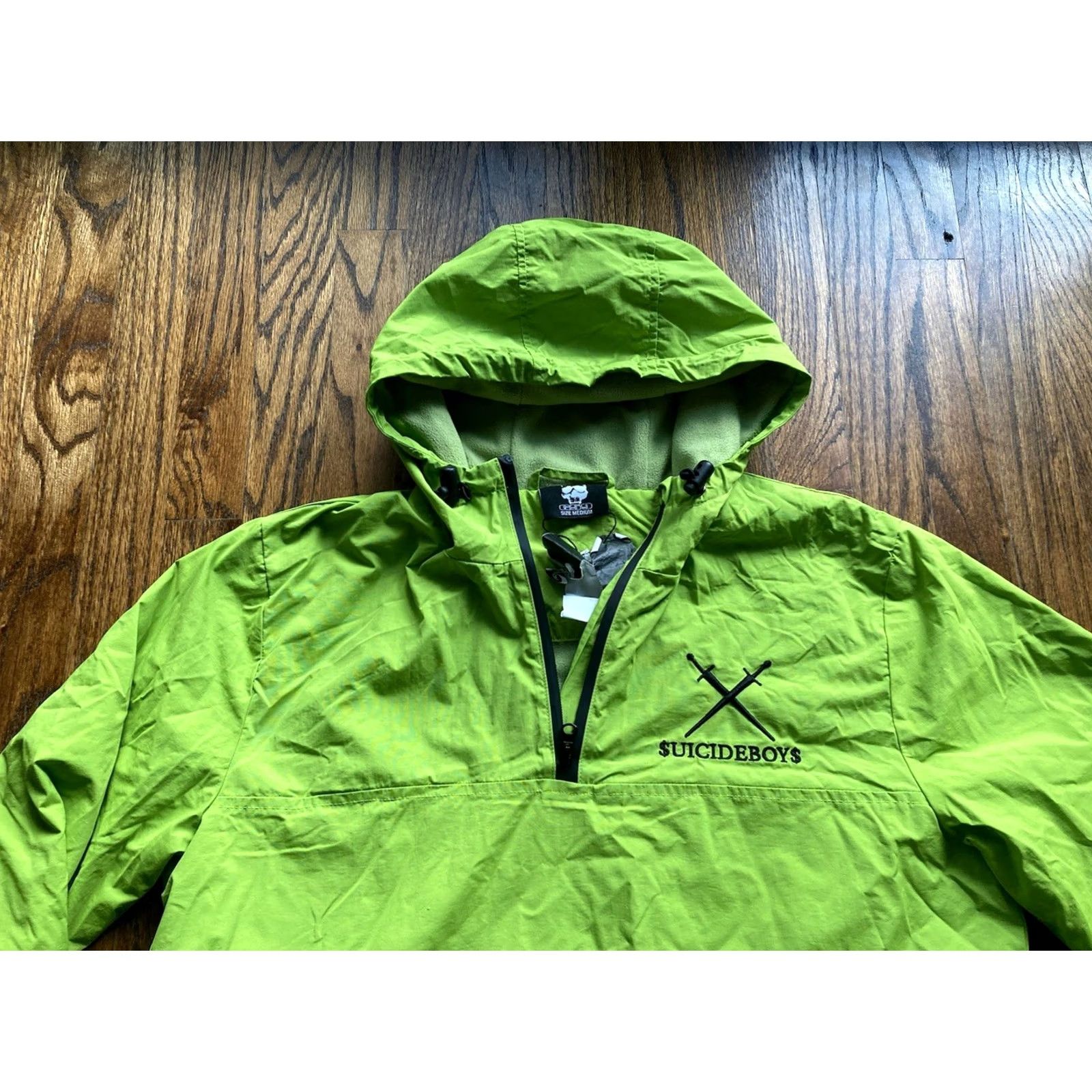 Vintage NWT G59 Suicideboys Jacket Windbreaker Hooded Green M Medium Men Zip Pockets Lightweight Lined Nylon Safe Shelter Size US M / EU 48-50 / 2 - 4 Thumbnail