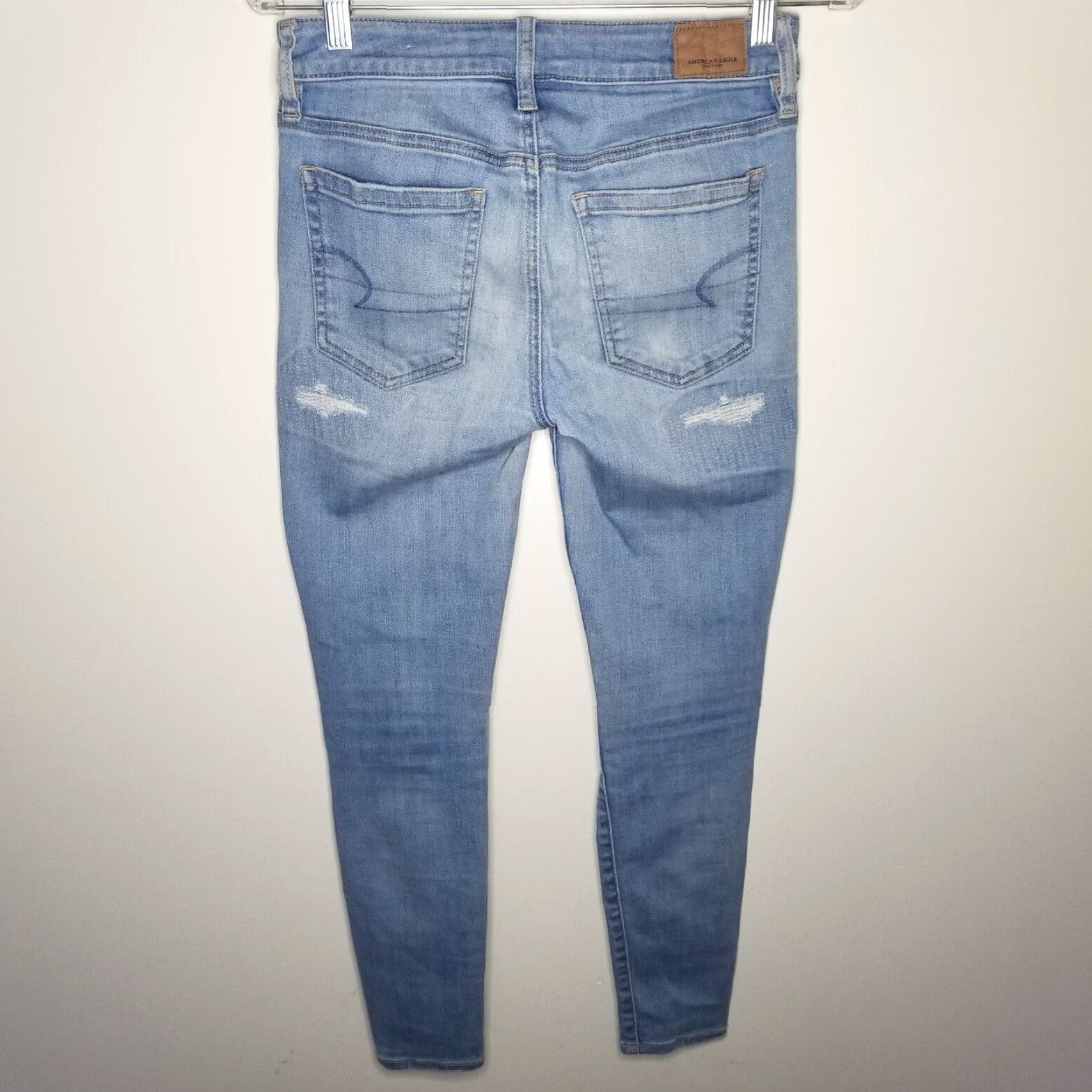 American Eagle Outfitters American Eagle Jeans Womens Size 2 Short Light Blue Distressed High Rise Jeggings Size 26" / US 2 / IT 38 - 4 Thumbnail